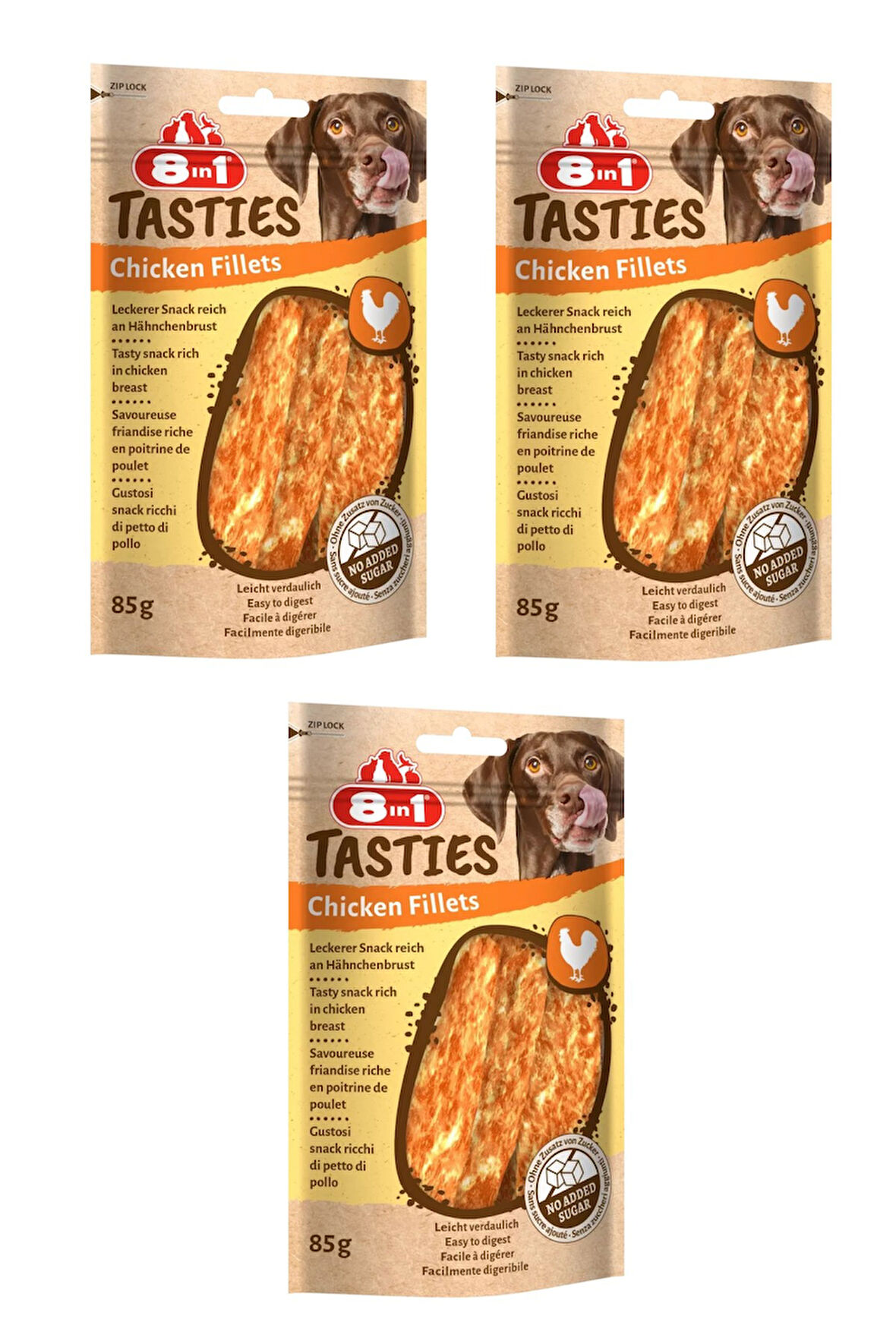 8in1 Tasties Chicken Fillets Tavuklu Fileto Köpek Ödülü 85 Gr. X 3 Adet