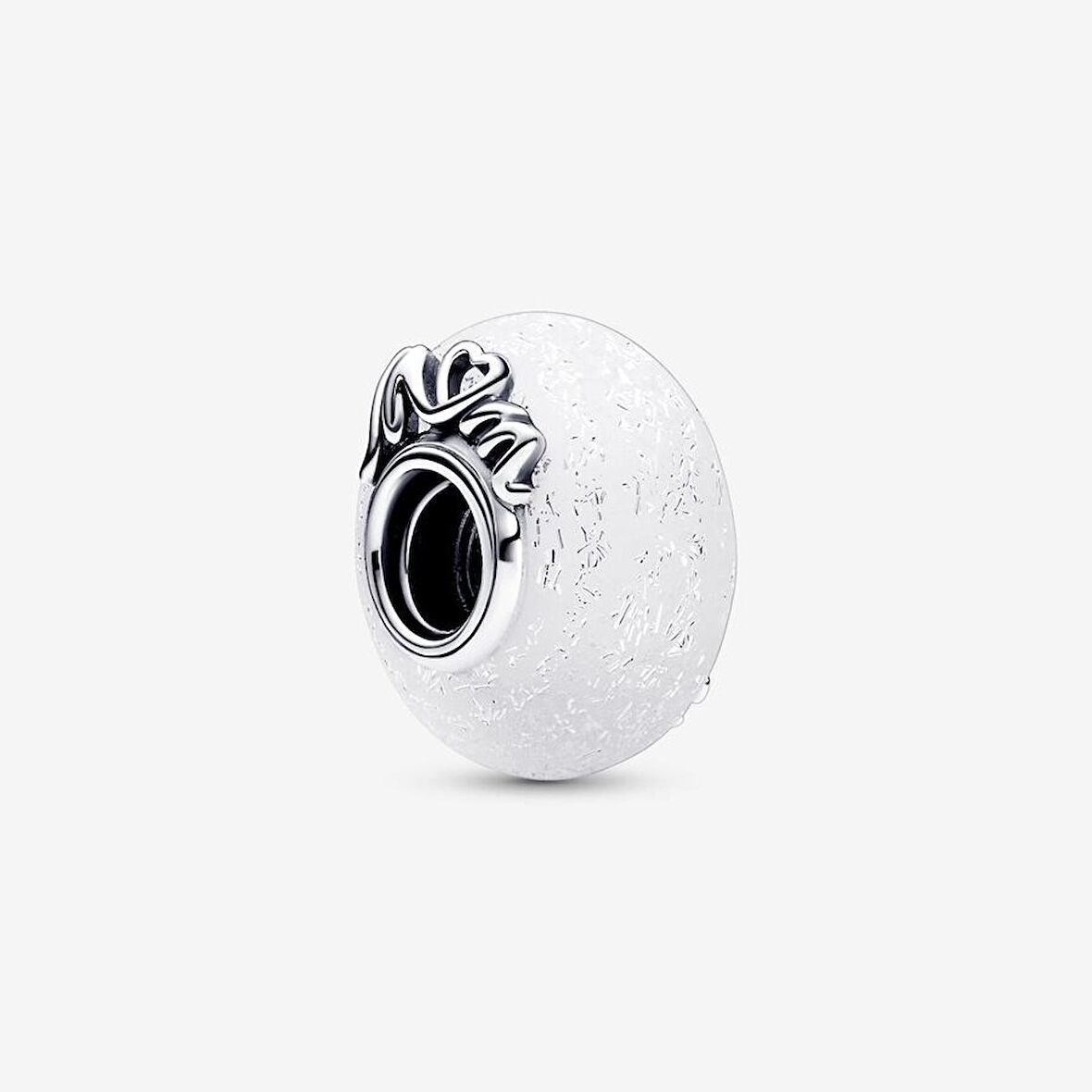 Işıltılı Beyaz Murano Mum & Love Charm 792655C00
