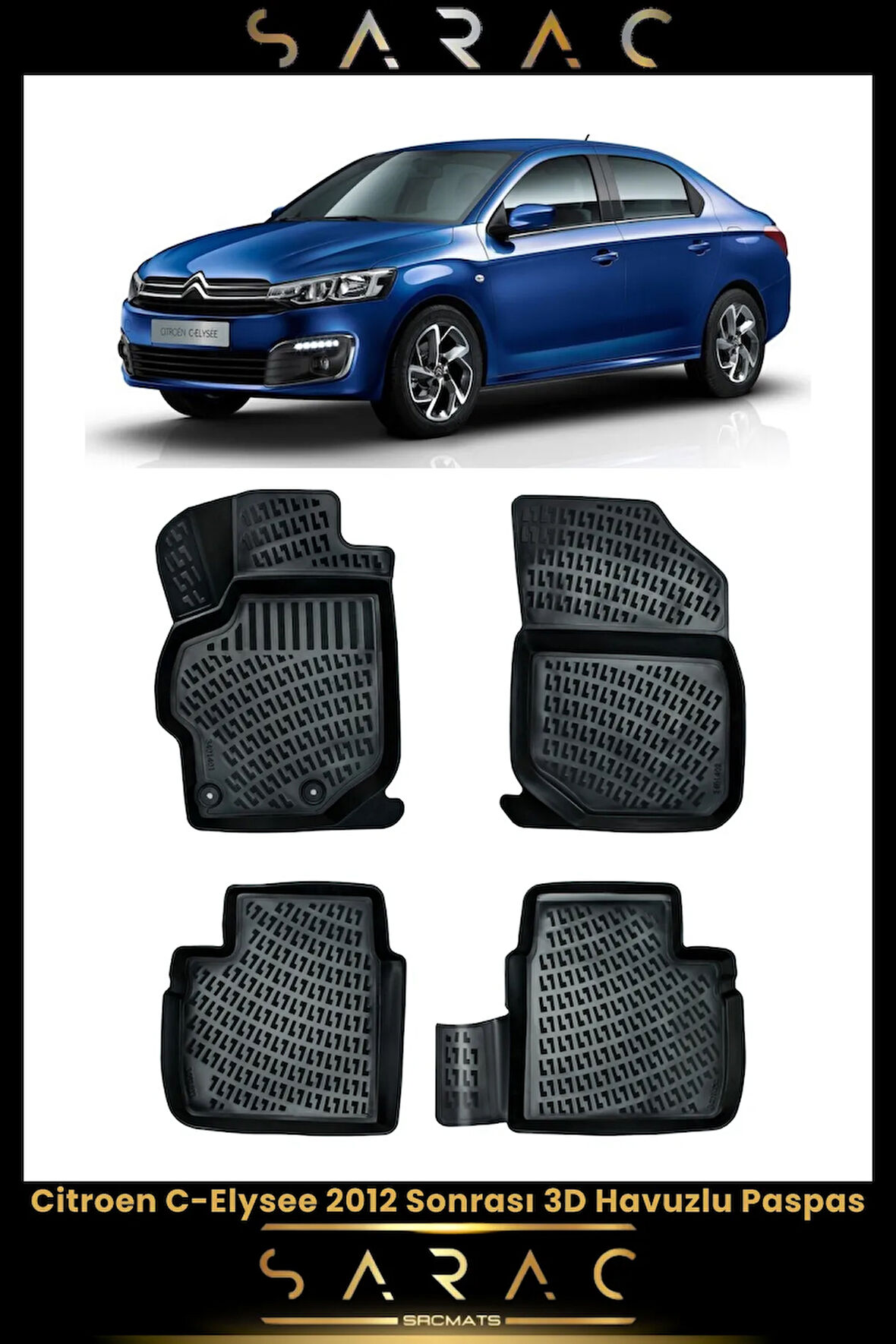 Citroen C-elysee 2012 Model Araca Özel 3d Havuzlu Paspas