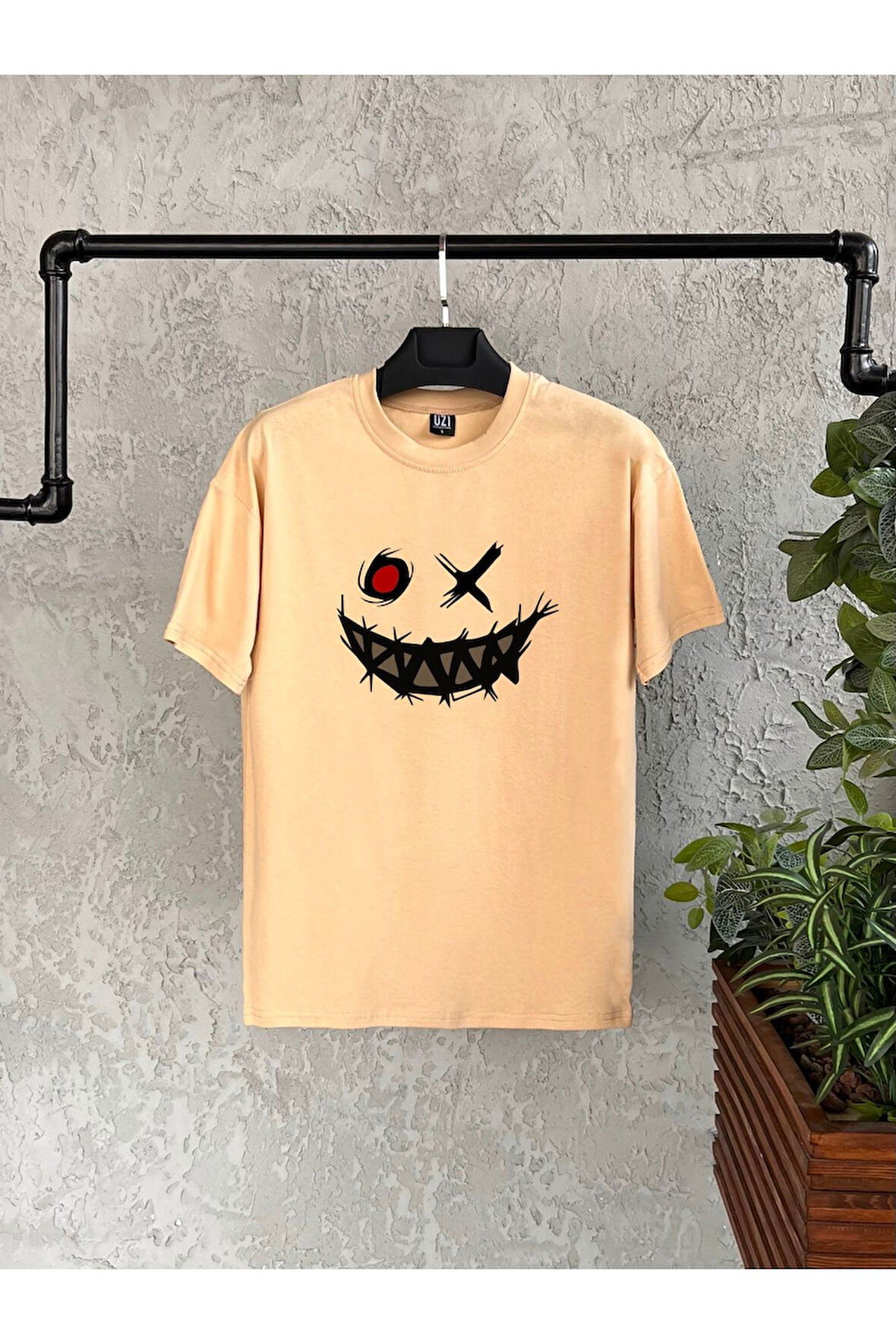 Smile Monster Baskılı Beyaz Erkek Tshirt