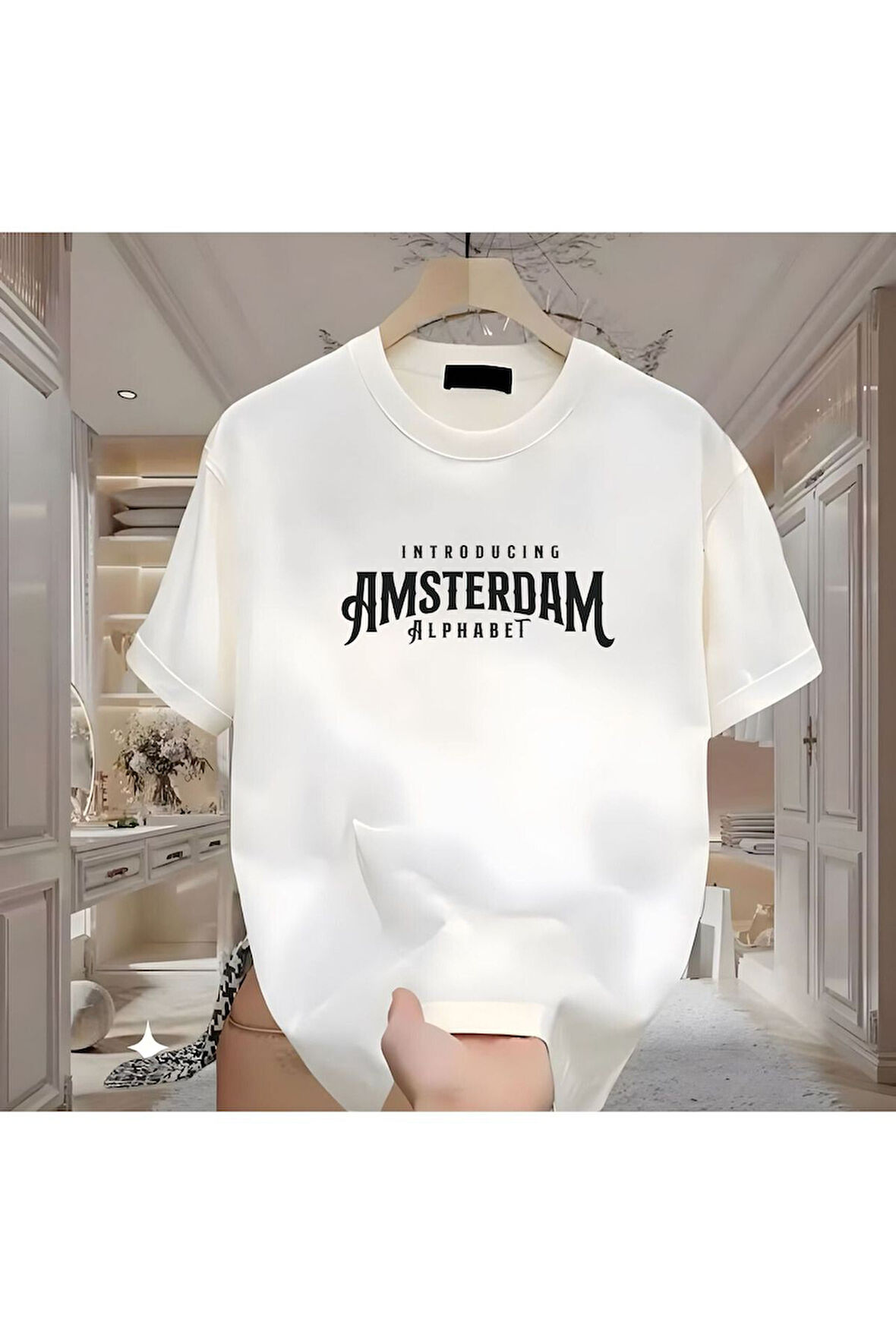 Amsterdam Baskılı Beyaz  Erkek Tshirt