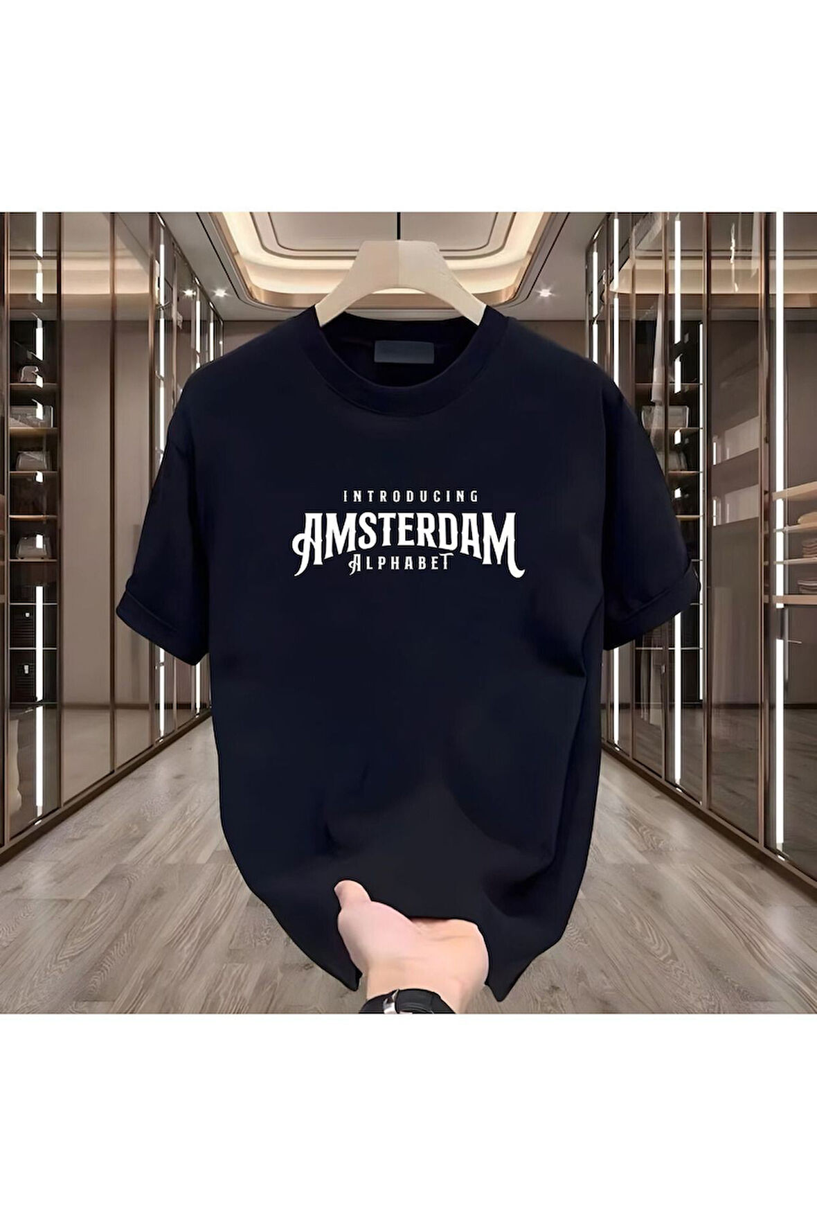Amsterdam Baskılı Beyaz  Erkek Tshirt