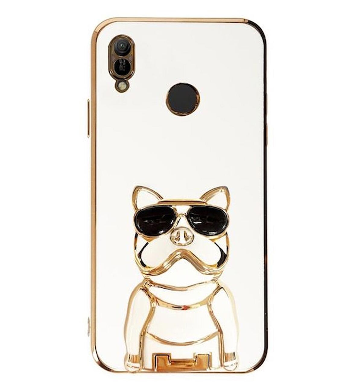 Gpack Huawei Y6 2019 Kılıf Kamera Korumalı Köpek Desenli Standlı Silikon