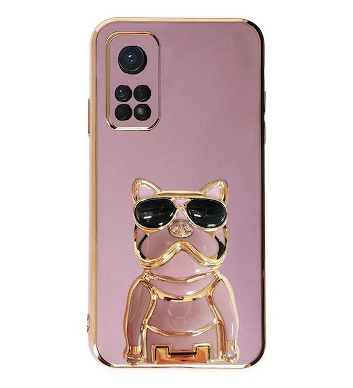 Gpack Xiaomi Mi 10T Pro Kılıf Kamera Korumalı Köpek Desenli Standlı Silikon