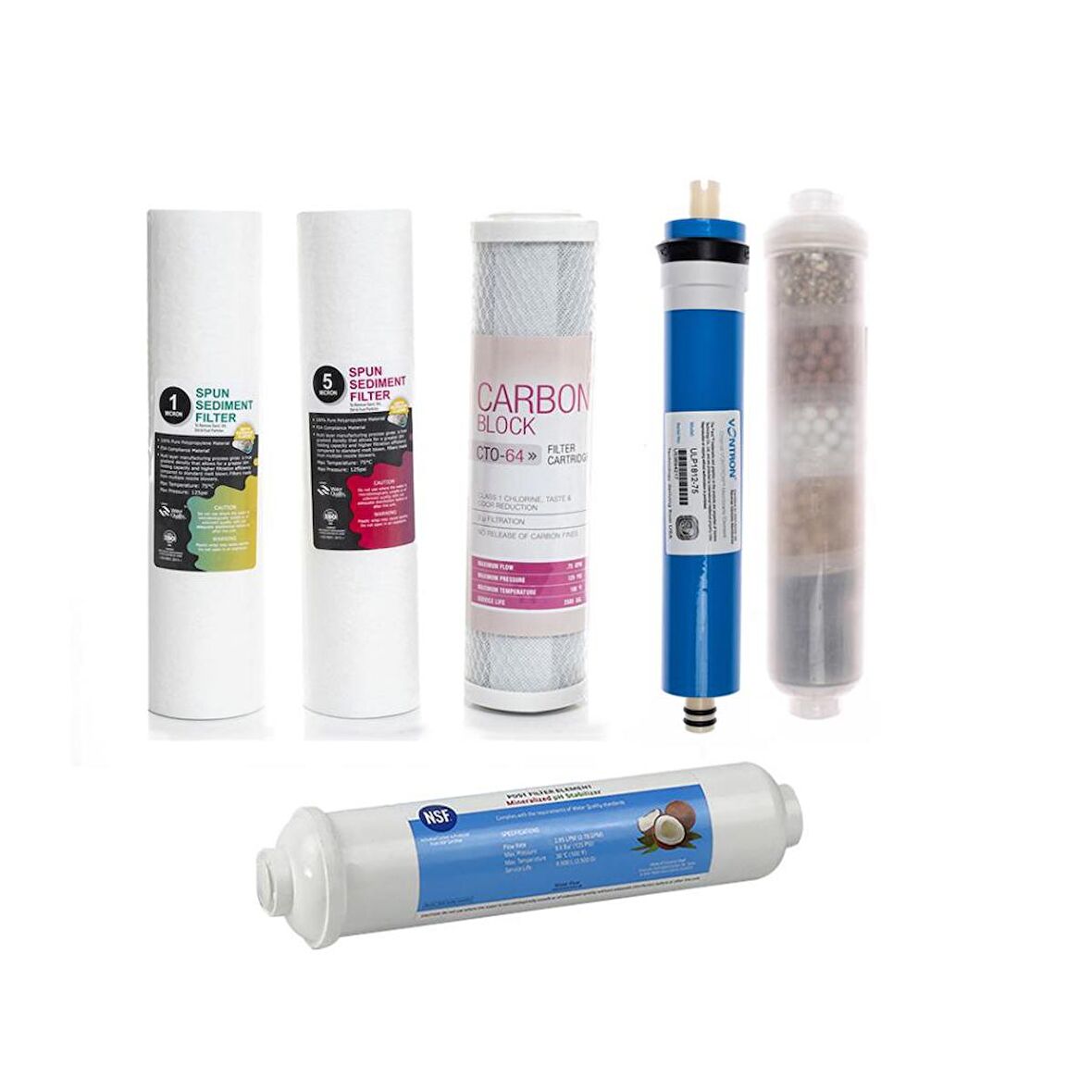 Sulook Açık Kasa Su Arıtma Cihazlarına Uyumlu 6'lı Filtre Seti 10 Aşamalı Vontron Membranlı