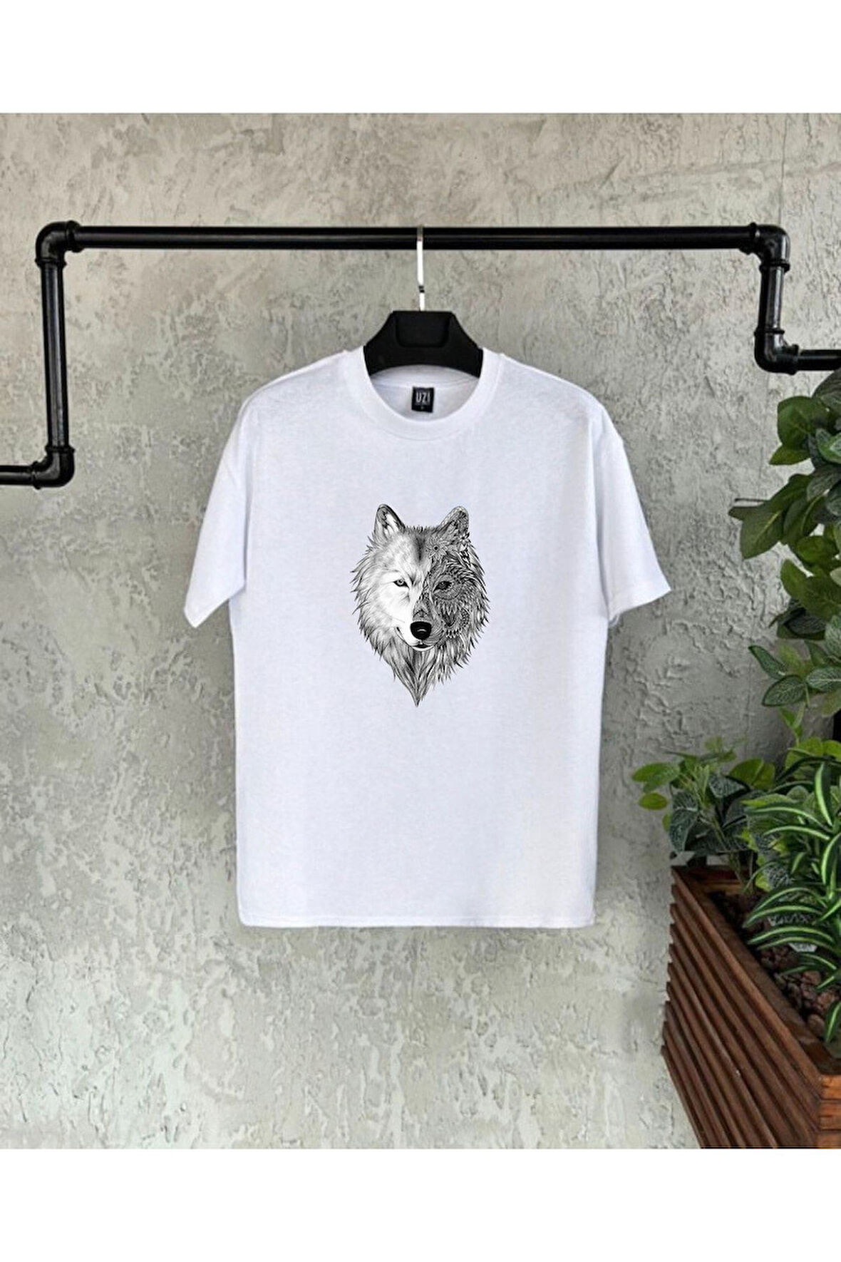 Kurt Baskılı Siyah Baskılı Erkek Tshirt