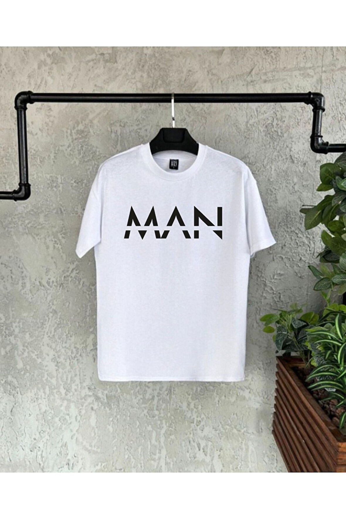 Man Baskılı Beyaz Baskılı Erkek Tshirt