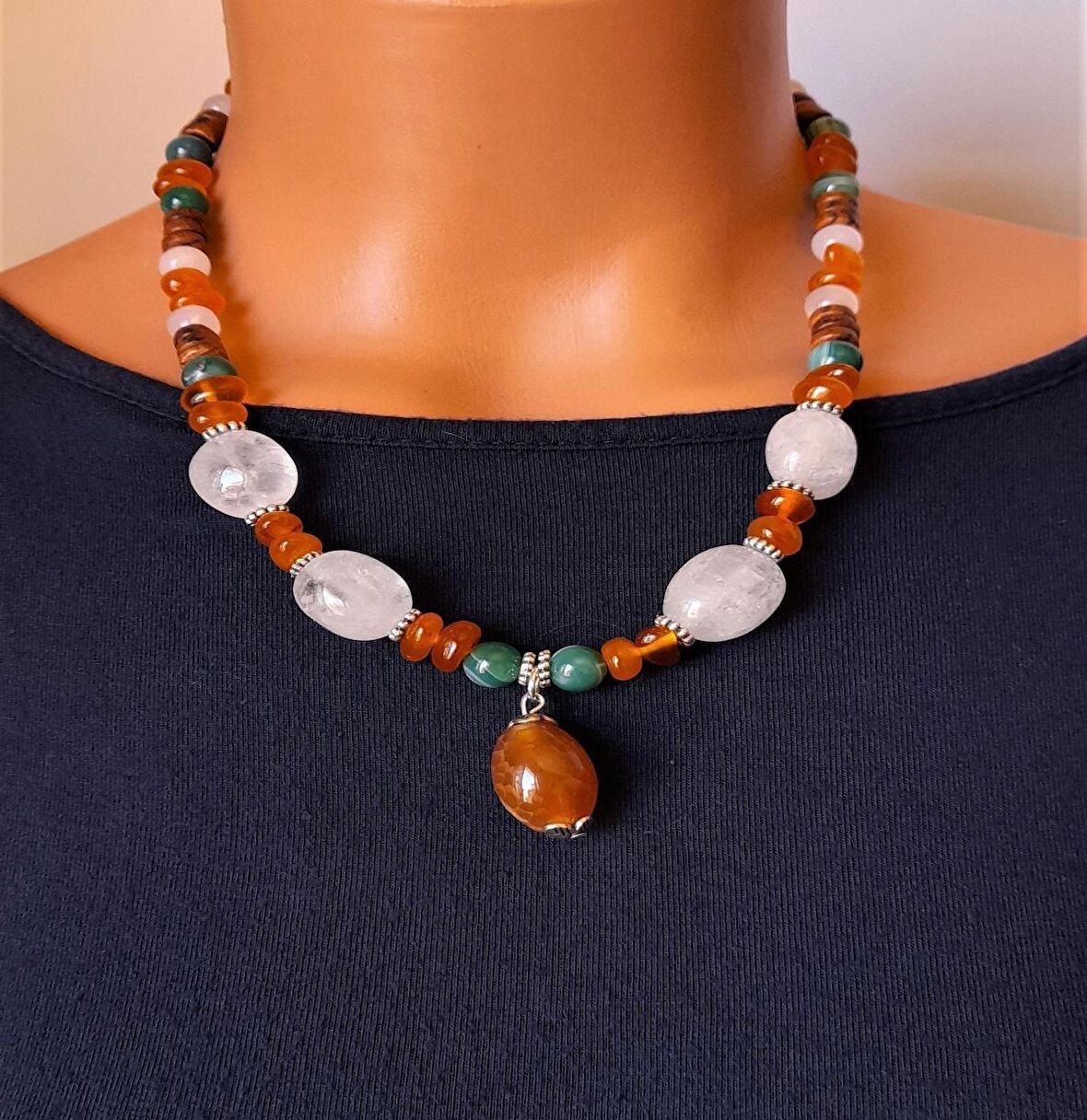 Akik Kehribar Ud Ağacı Kolye Bileklik Seti