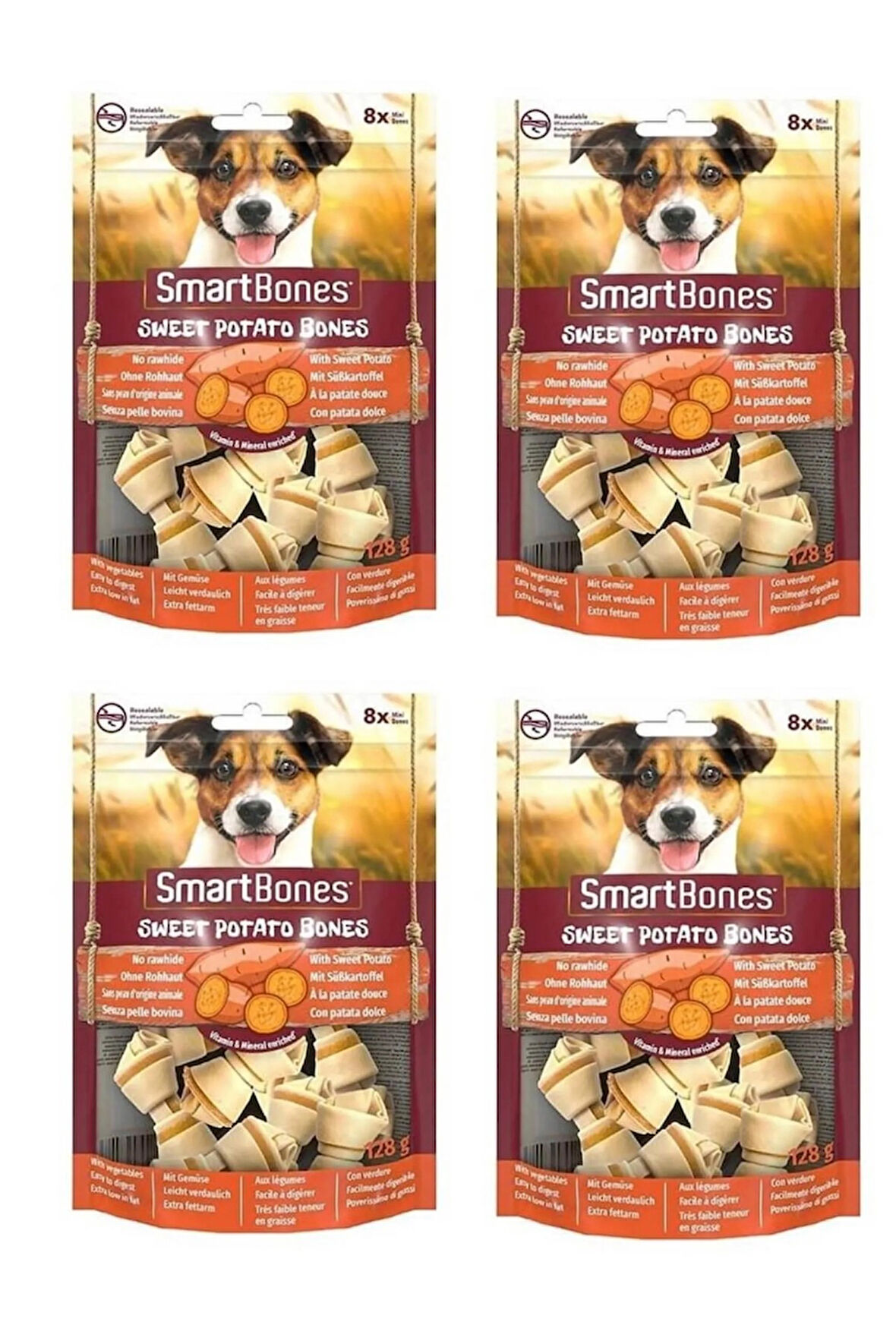Smartbones Tavuklu ve Tatlı Patatesli Mini Kemik 8 Li 128 Gr. X 4 Adet