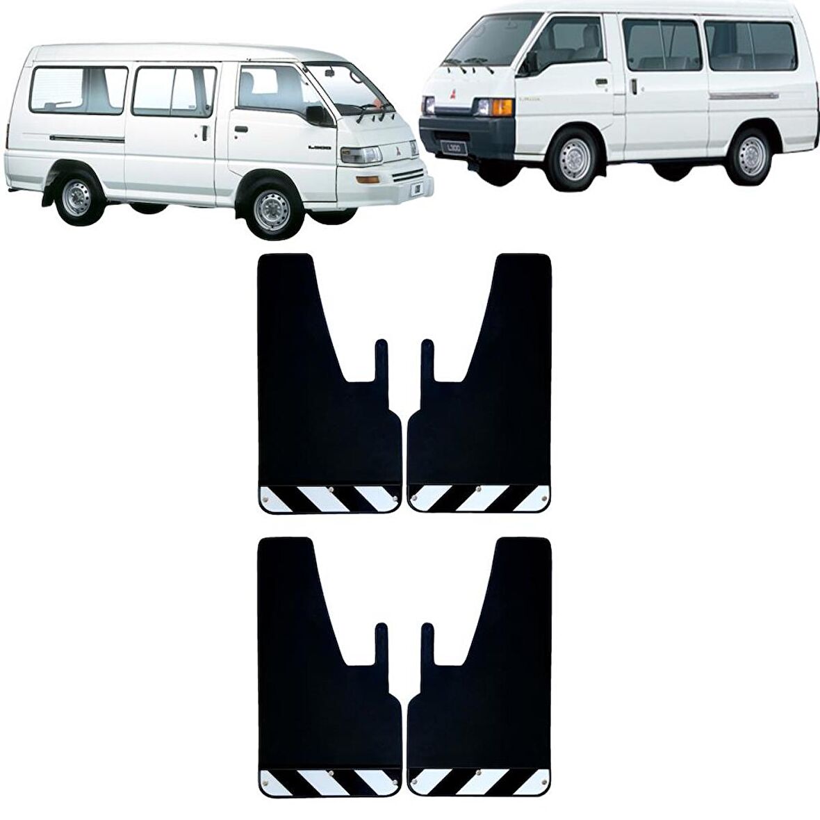 Mitsubishi L300 Siyah-Beyaz Fosforlu 4'lü Paçalık Çamurluk Tozluk MIT0FX00901