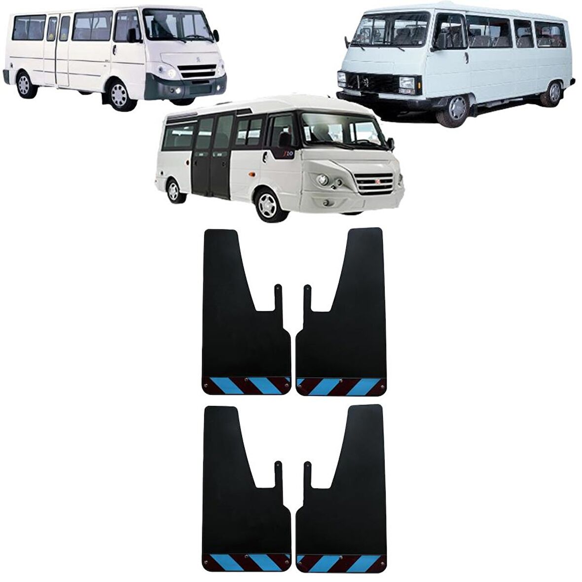 Peugeot J9 - J10 Bordo-Mavi Fosforlu 4'lü Paçalık Çamurluk Tozluk PEU0FX02304