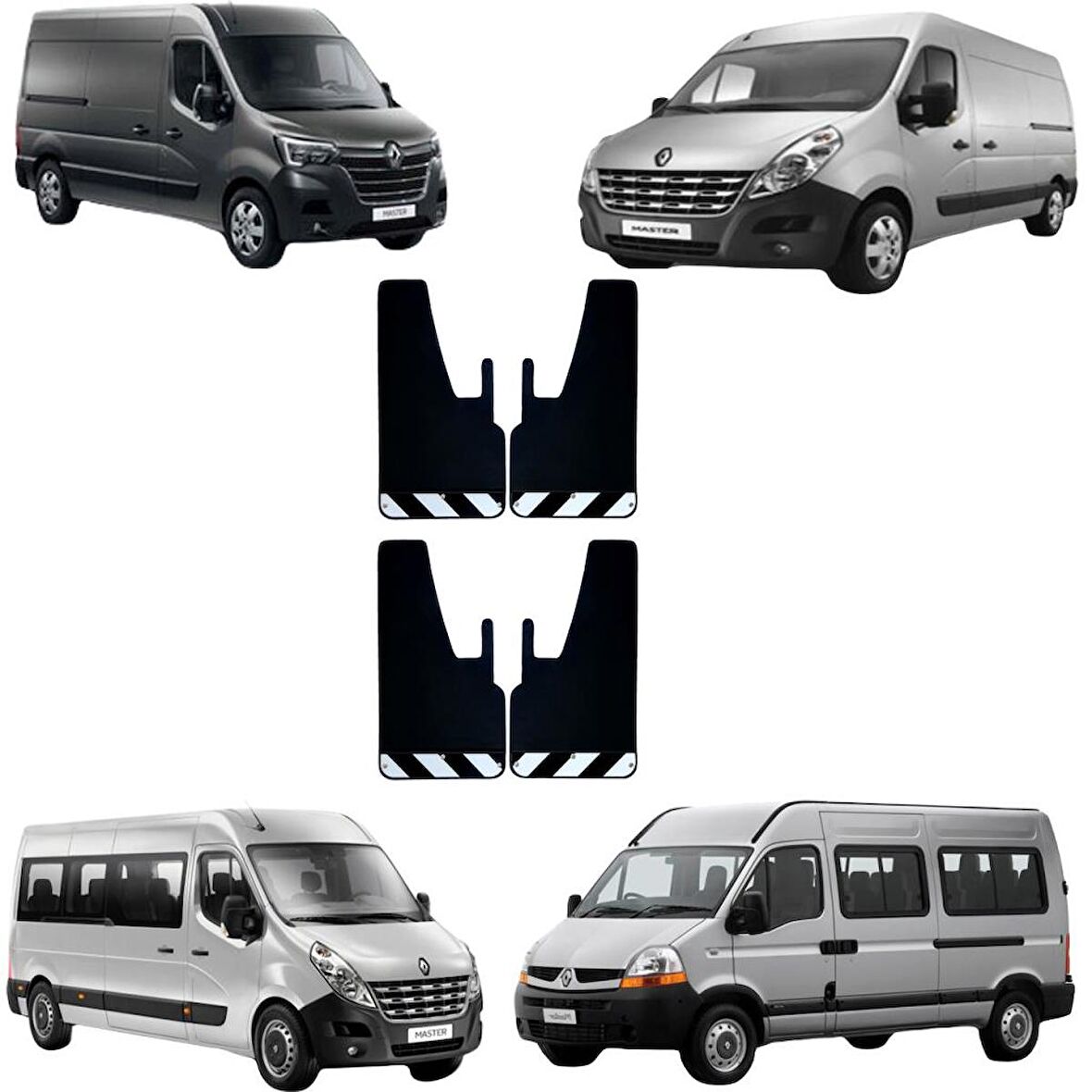 Renault Master Siyah-Beyaz Fosforlu 4'lü Paçalık Çamurluk Tozluk REN0FX03001