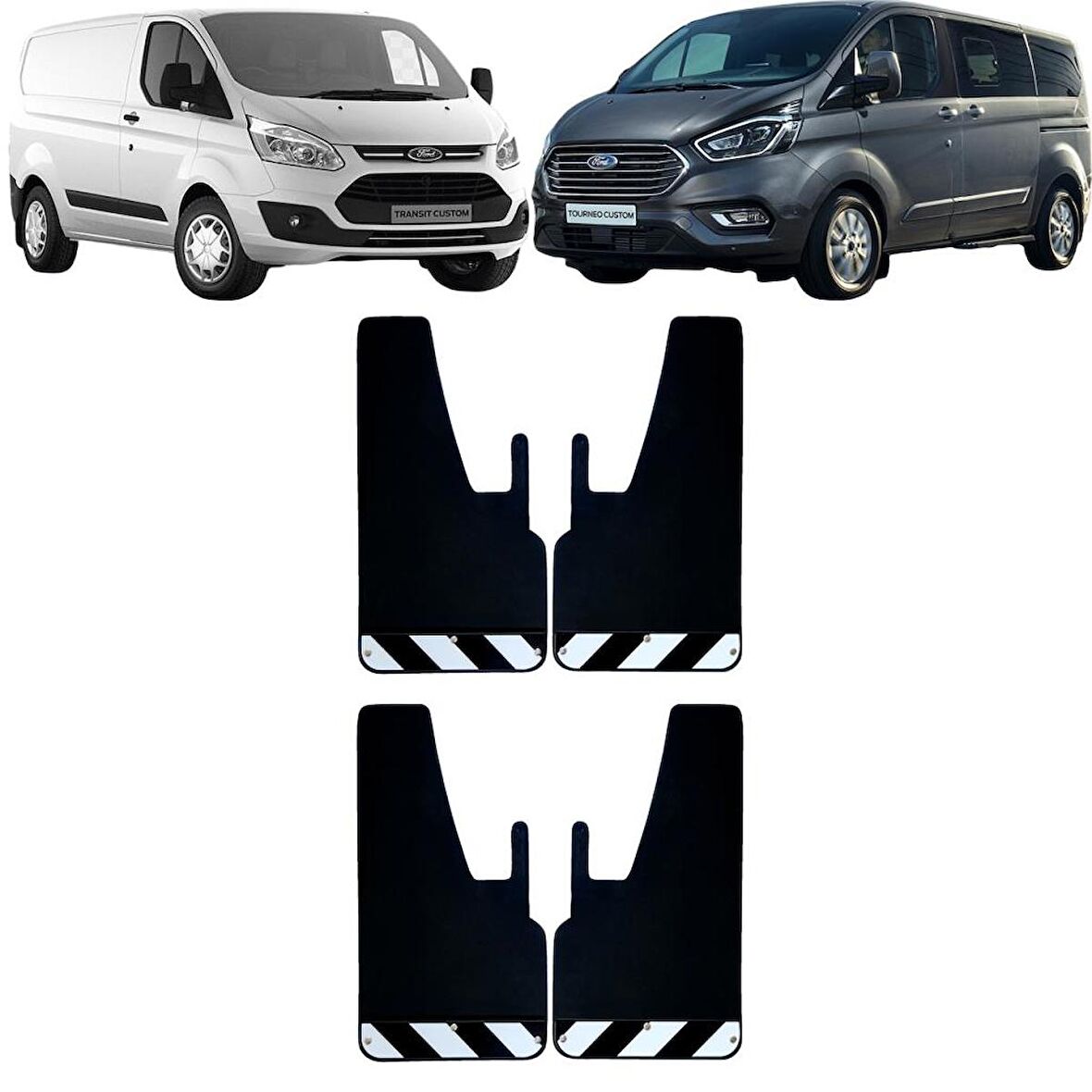 Ford Transit Tourneo Custom Siyah-Beyaz Fosforlu 4'lü Paçalık Çamurluk Tozluk FRD0FX02801