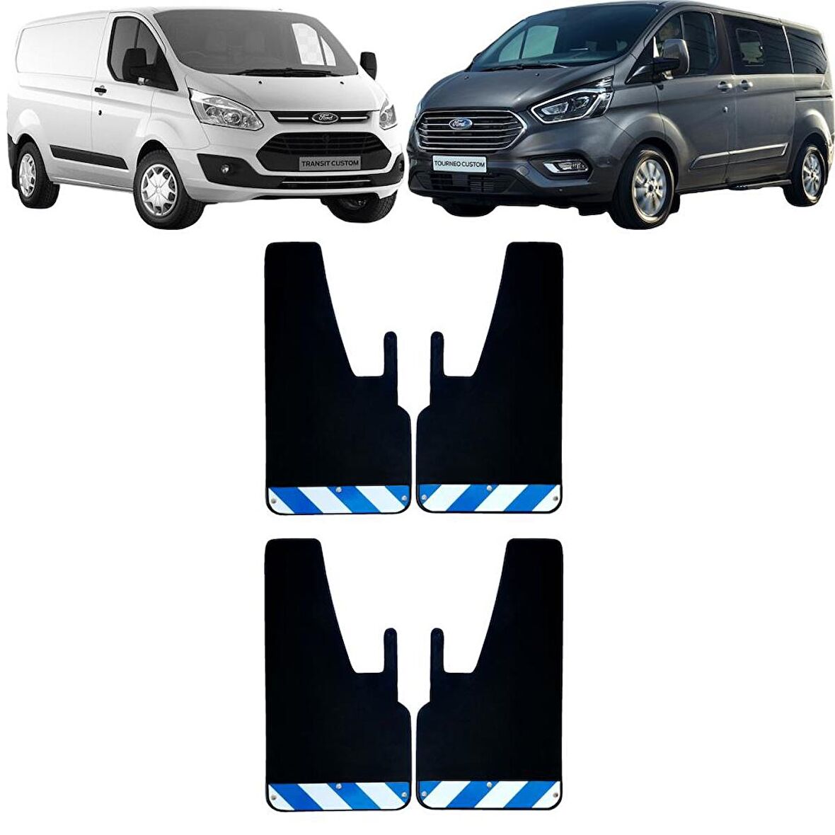 Ford Transit Tourneo Custom Mavi-Beyaz Fosforlu 4'lü Paçalık Çamurluk Tozluk FRD0FX02803