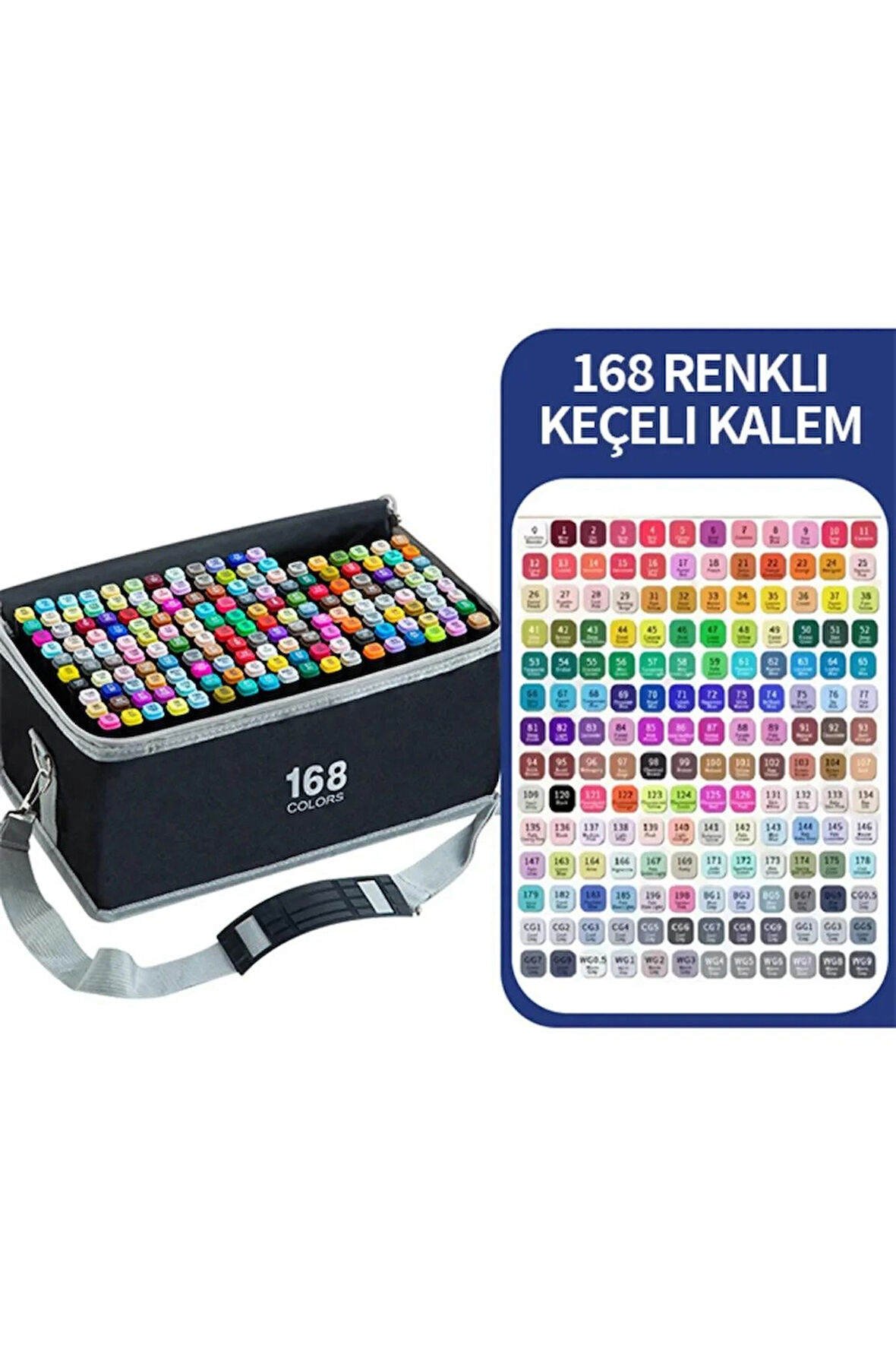 168 Renkli Çift Uçlu Kalın/İnce Uçlu Keçeli Marker Seti - Profesyonel Çizim ve Boyama