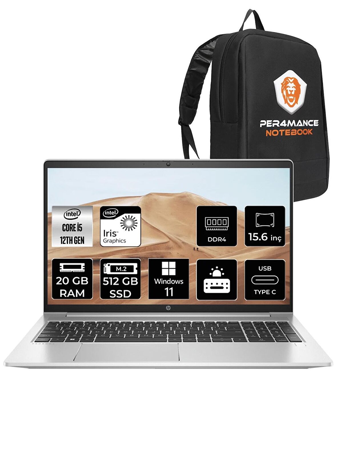 HP Probook 450 G9 i5 1235U 20GB 512GB SSD FDOS 15.6" FHD W11HOME 6A178EA & PER4 ÇANTA