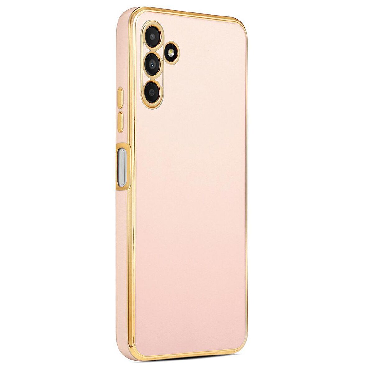 Gpack Samsung Galaxy M14 Kılıf Bark Parlak Silikon Renkli Kenarları Rose