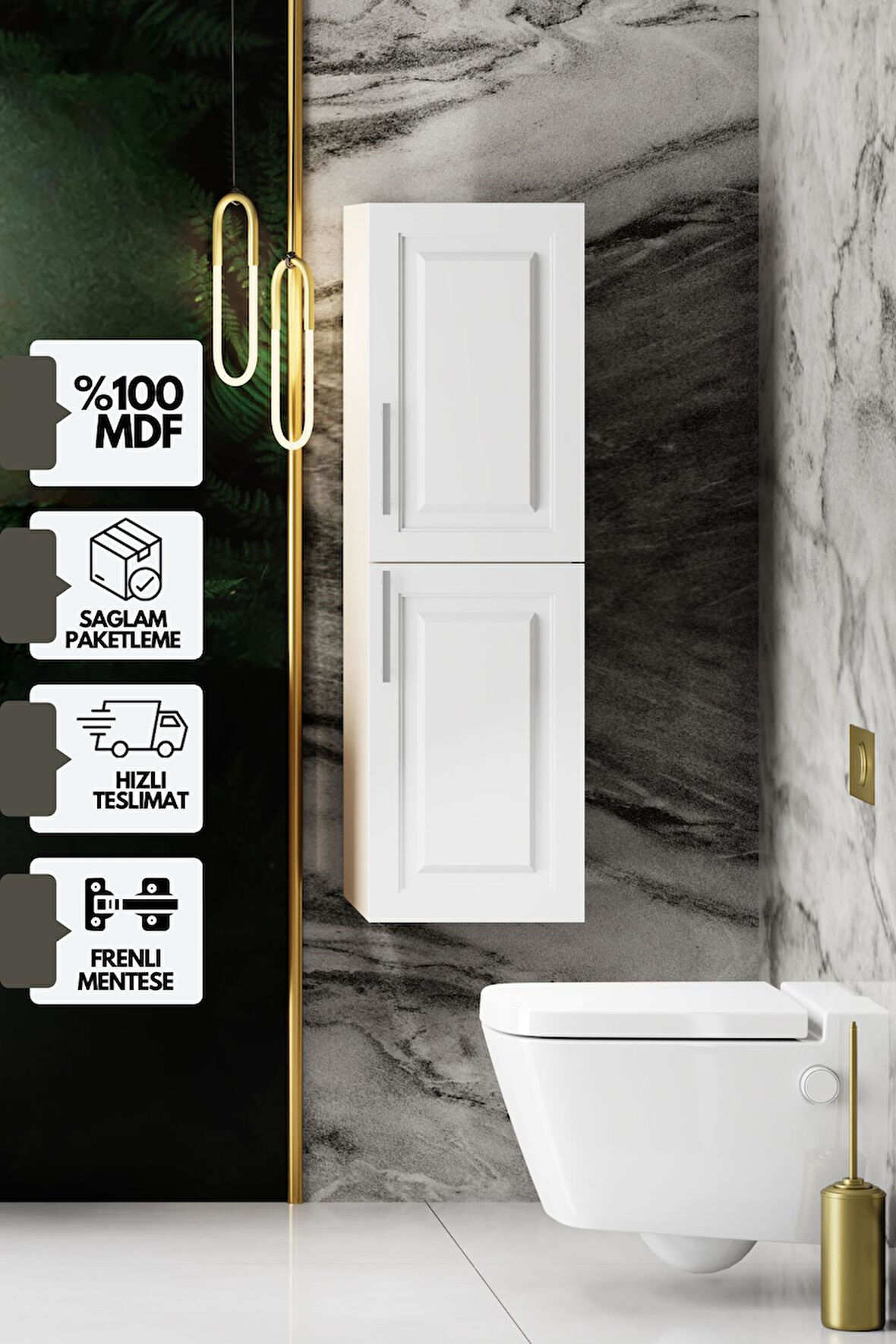KAREN BANYO ARİN ÇOK AMAÇLI BOY DOLABI BEYAZ MDF