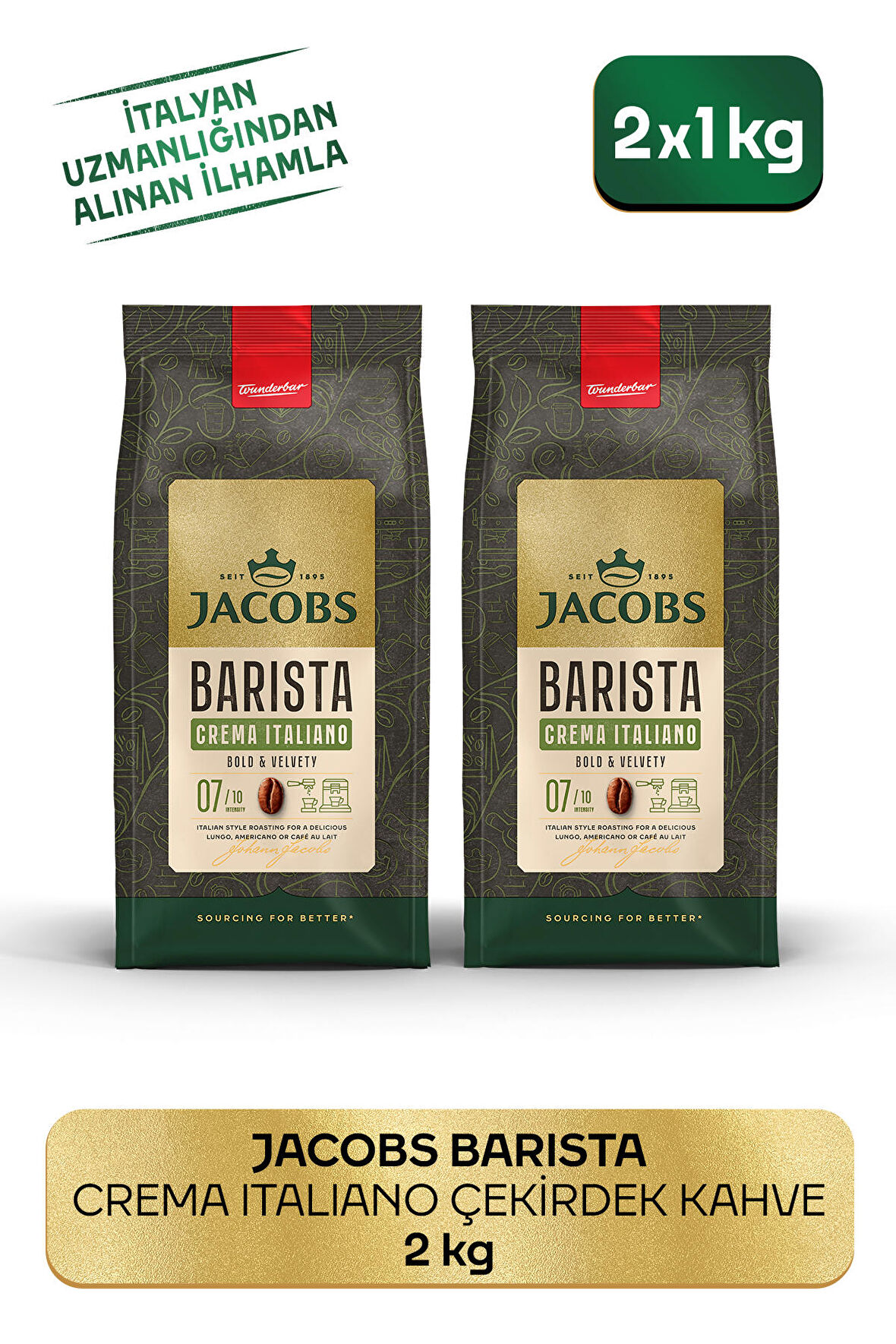 Jacobs Barista Editions Çekirdek Kahve Crema Italiano 2'li Paket ( 1 kg x 2)