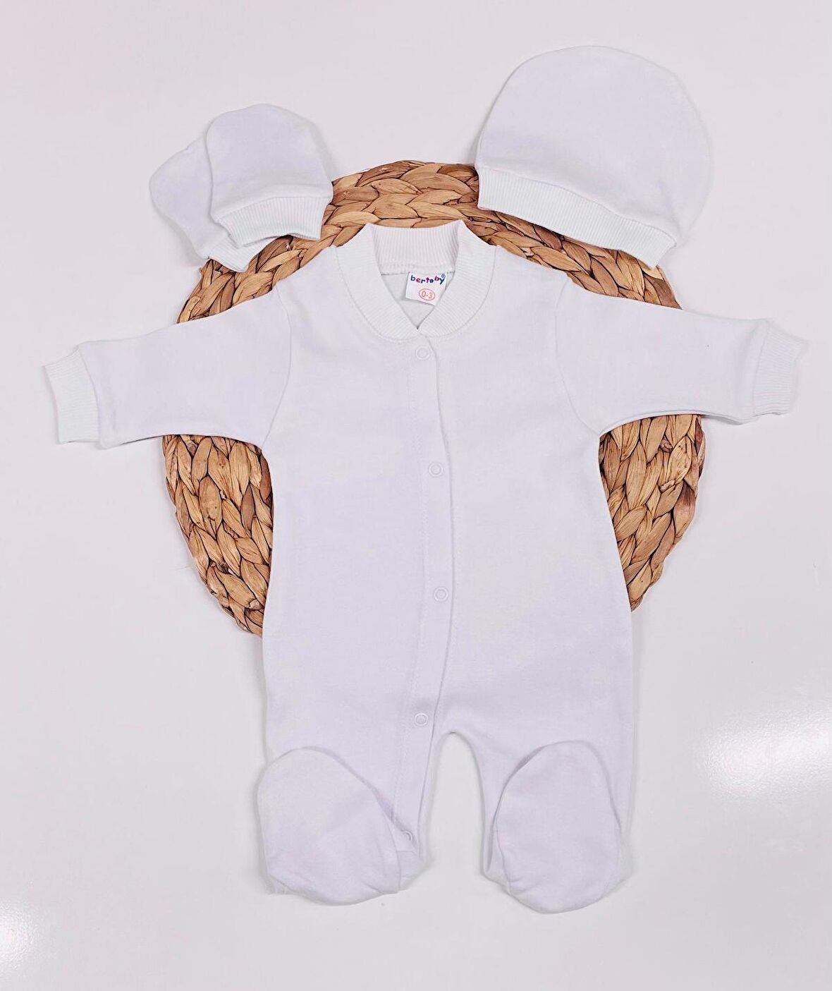 Düz Baskısız Bebek Tulum Unisex - 3lü