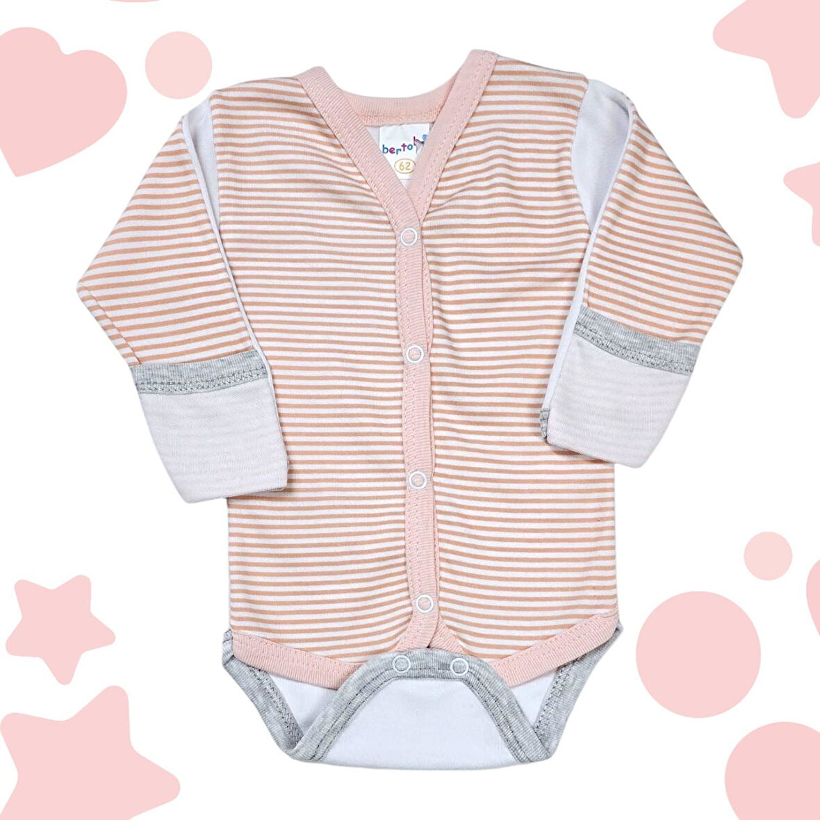 Önden Çıtçıtlı Kız Bebek Çıtçıtlı Body Zıbın