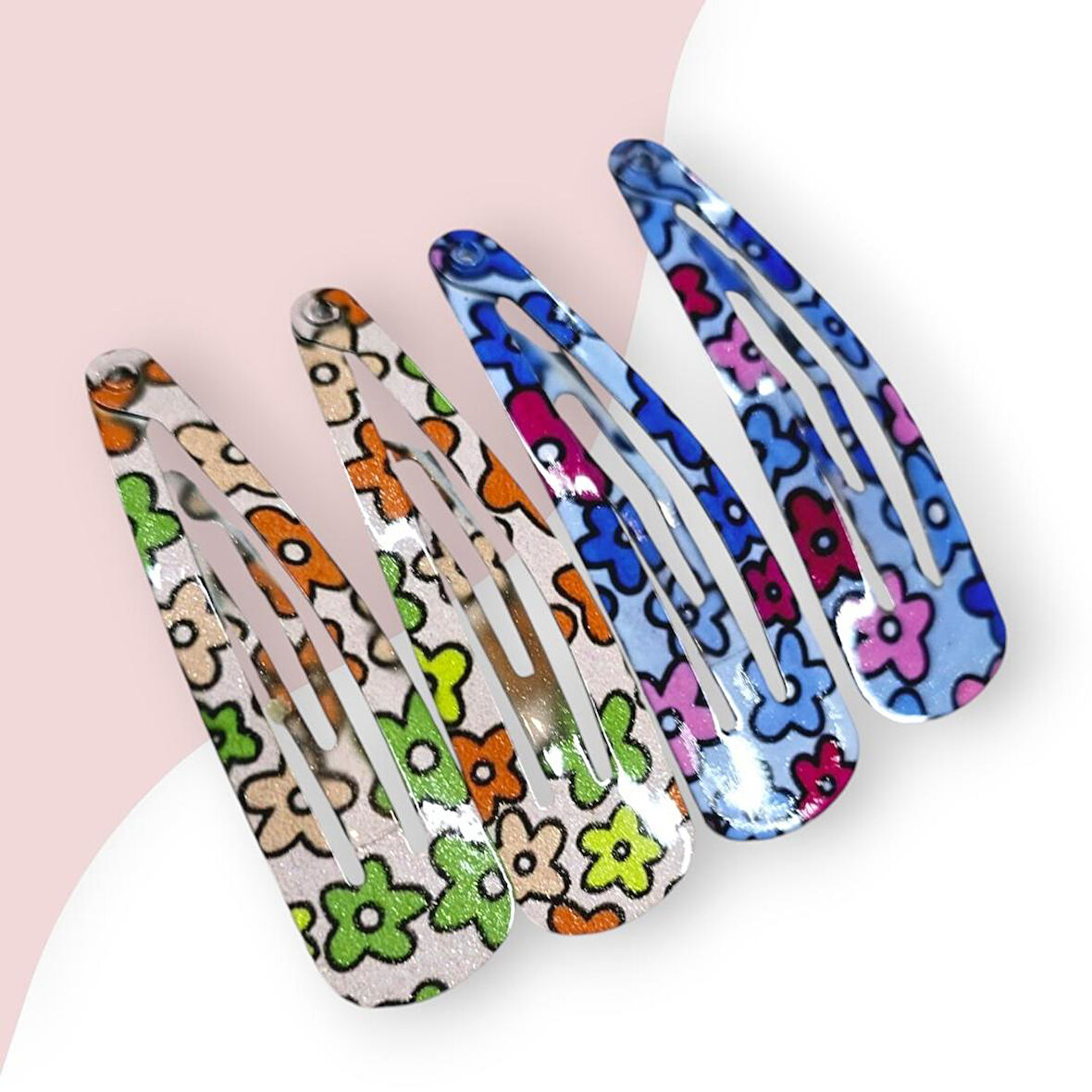 Çiçekli Çıtçıtlı Bebek Toka - 2li