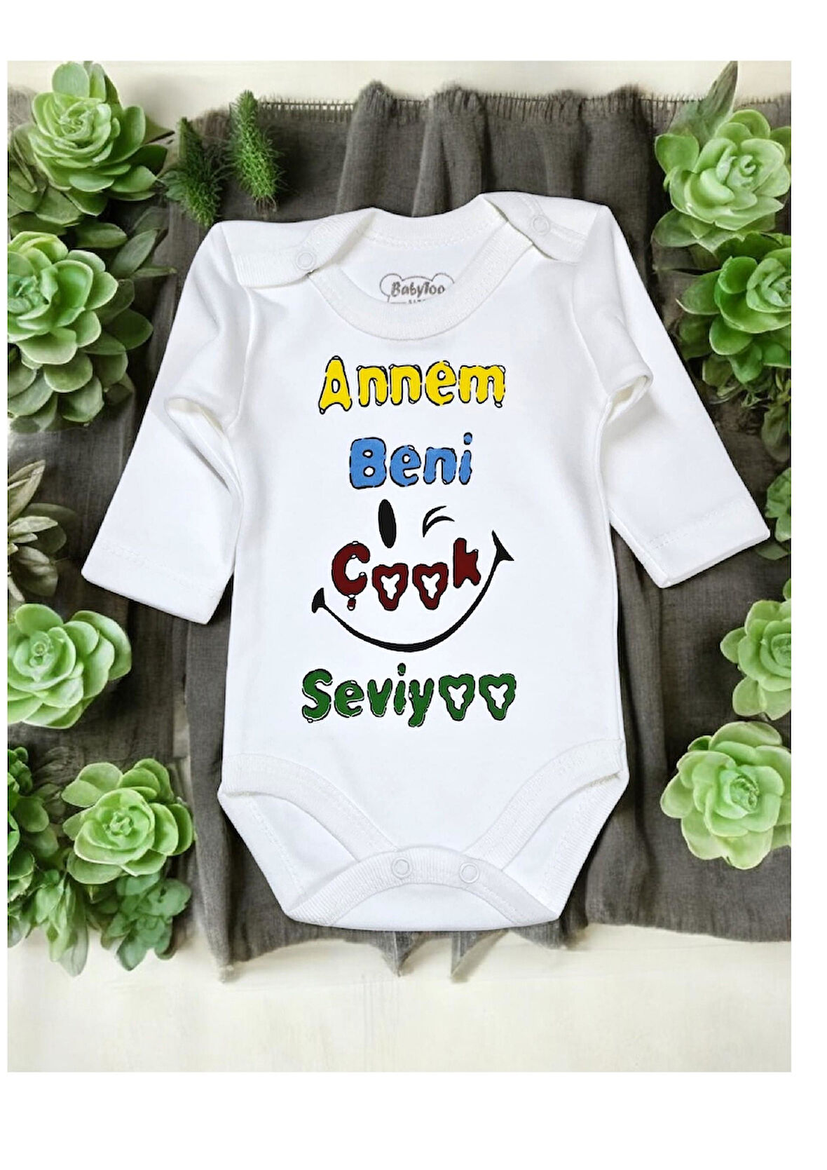 Baskılı Bebek Body Zıbın (Annem Beni Çok Seviyor)