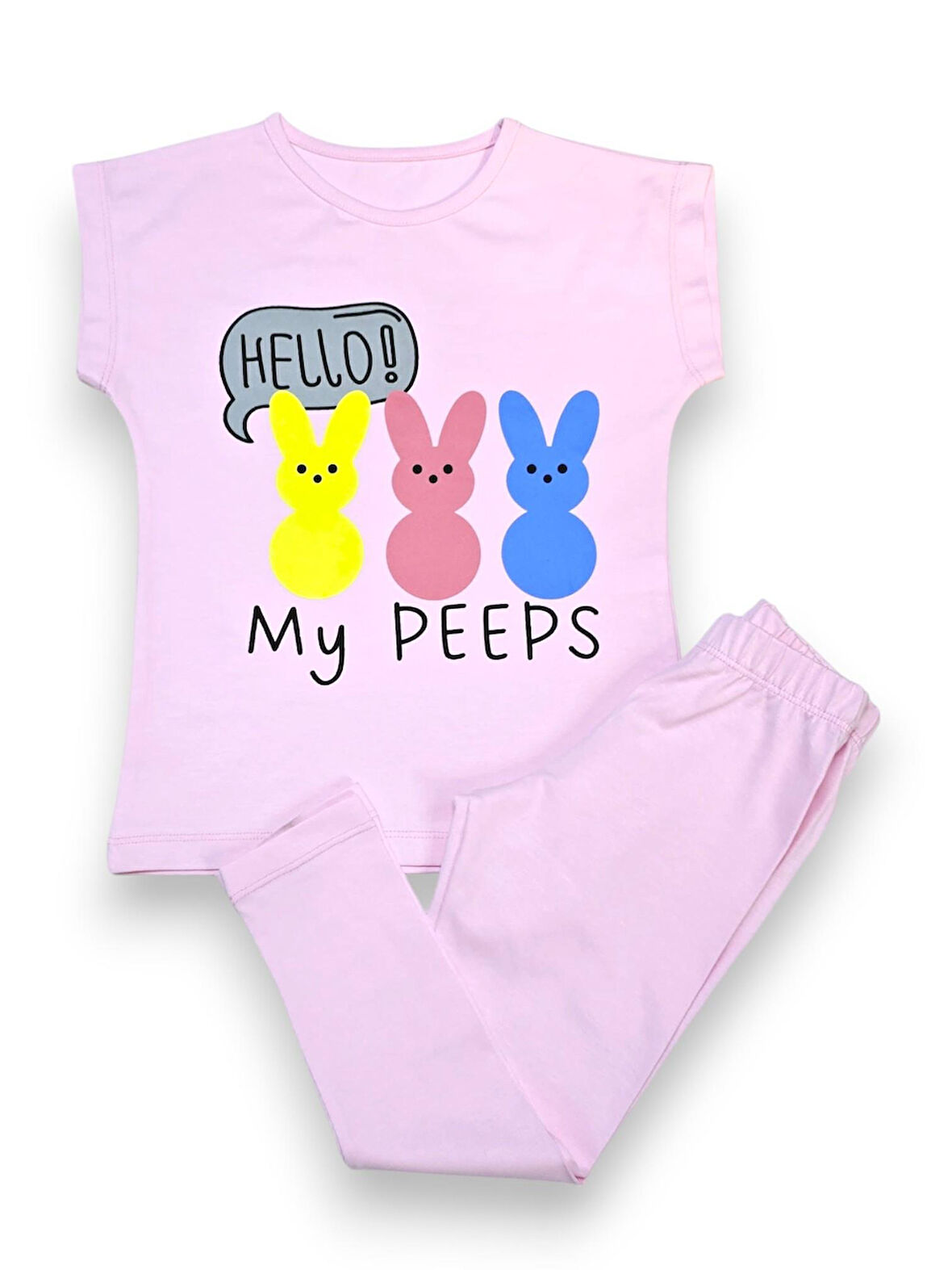 Tavşan Desenli Kız Çocuk Taytlı Takım