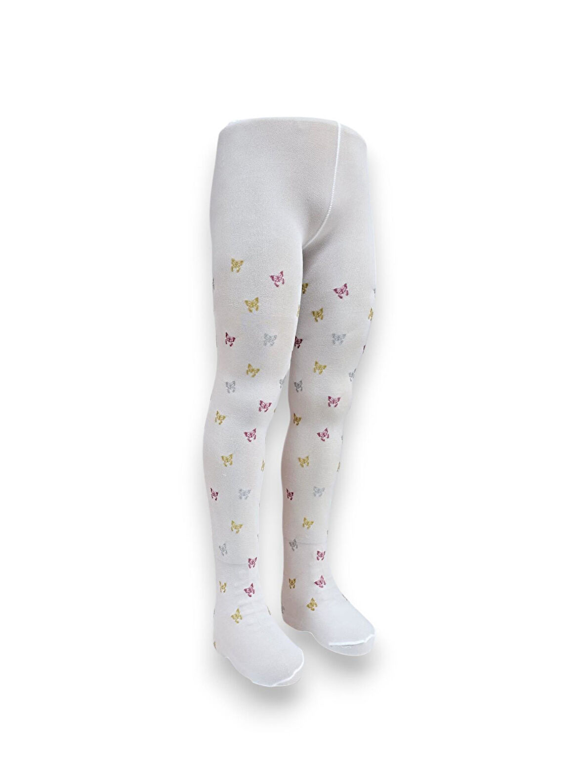 Kelebekli Simli Çocuk Külotlu Çorap - Dore  ST08584  