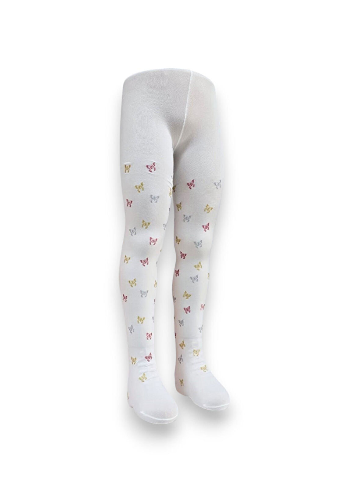 Kelebekli Simli Çocuk Külotlu Çorap - Dore  ST08584  