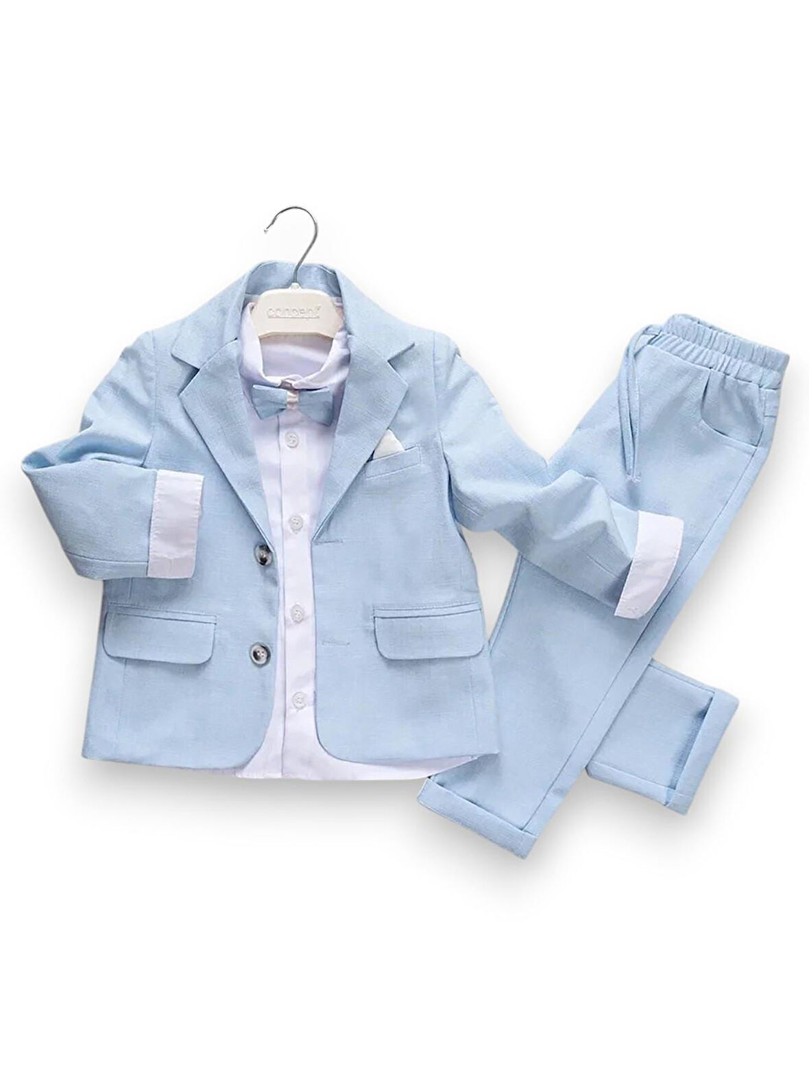 Erkek Bebek Ceketli Papyonlu Takım Elbise