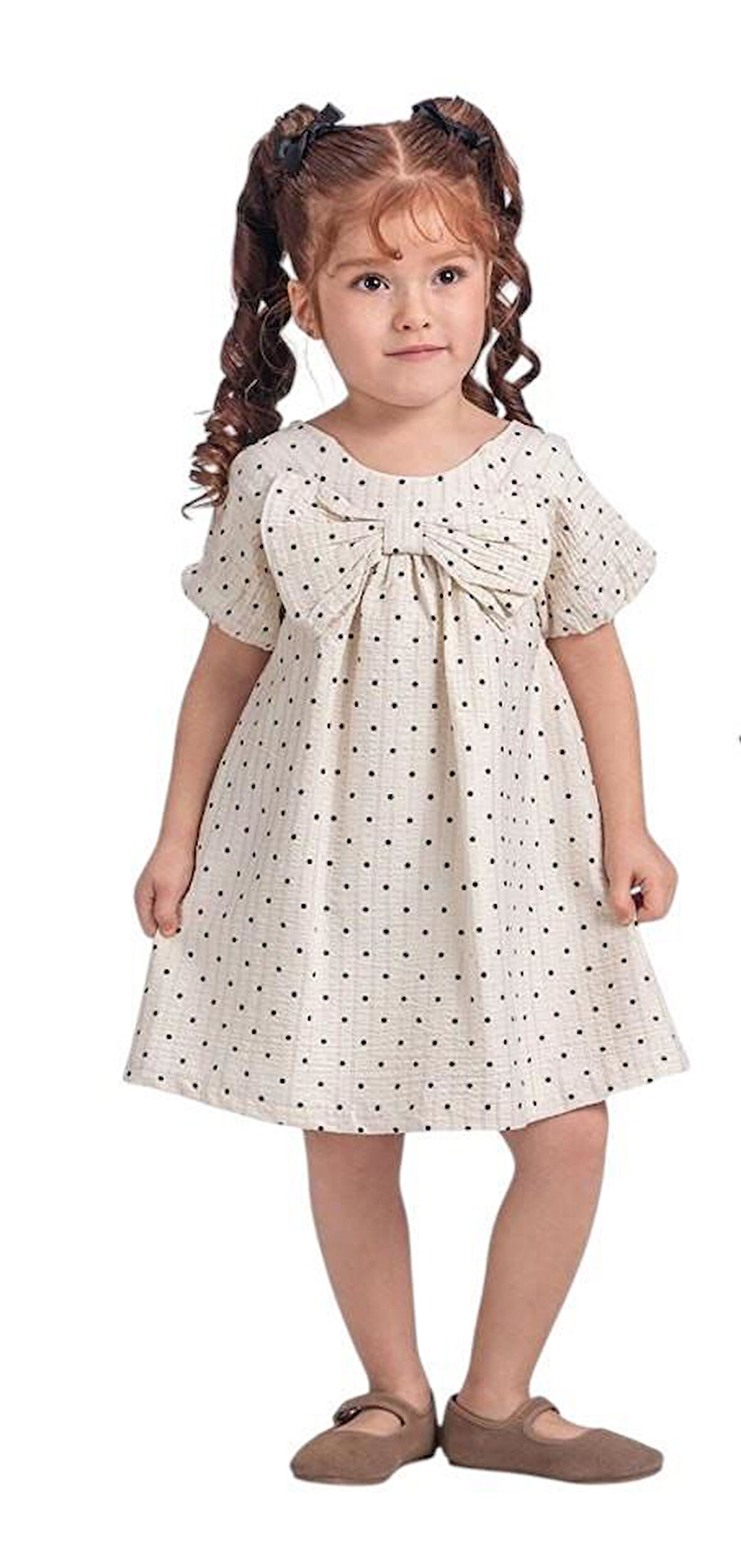 Puantiyeli Kız Çocuk Elbise