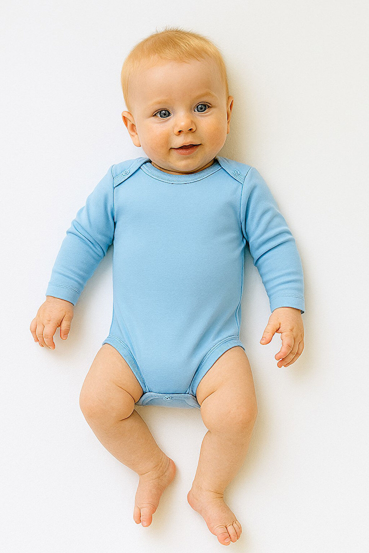 Uzun Kollu Erkek Bebek Çıtçıtlı Body