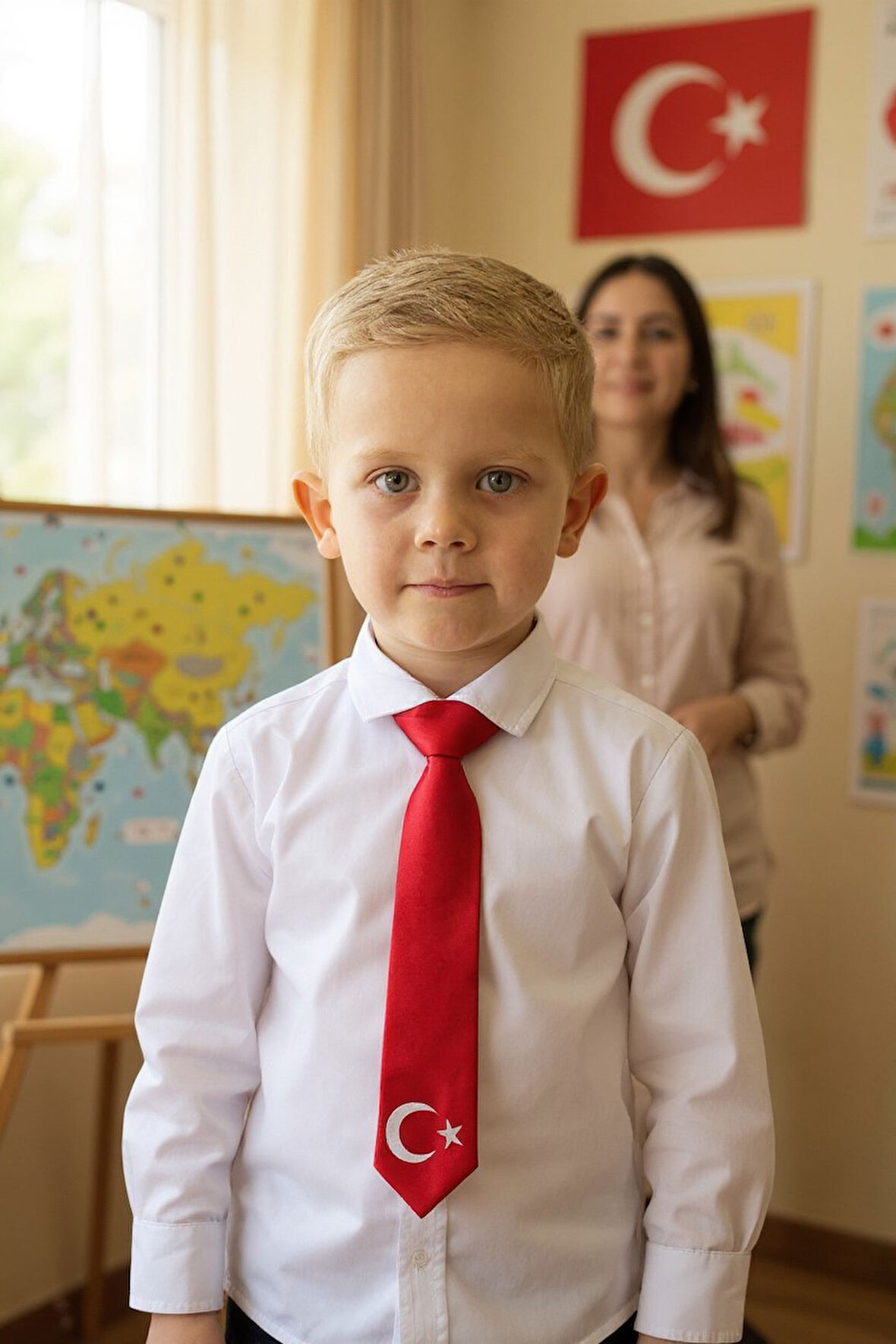 Ayyıldız Baskılı Çocuk Kravat