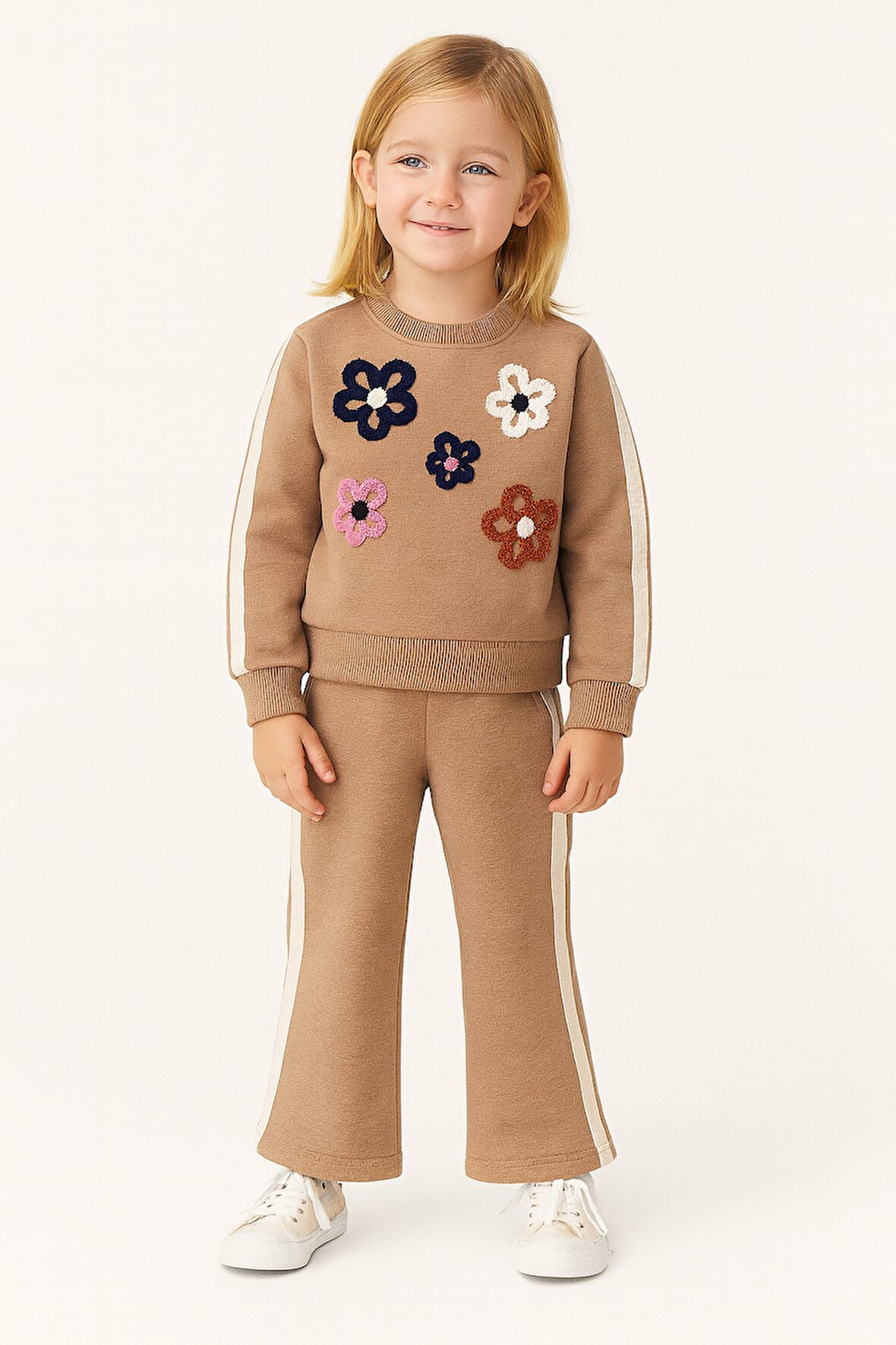 Çiçekli Kışlık Kız Çocuk İspanyol Paça Takım