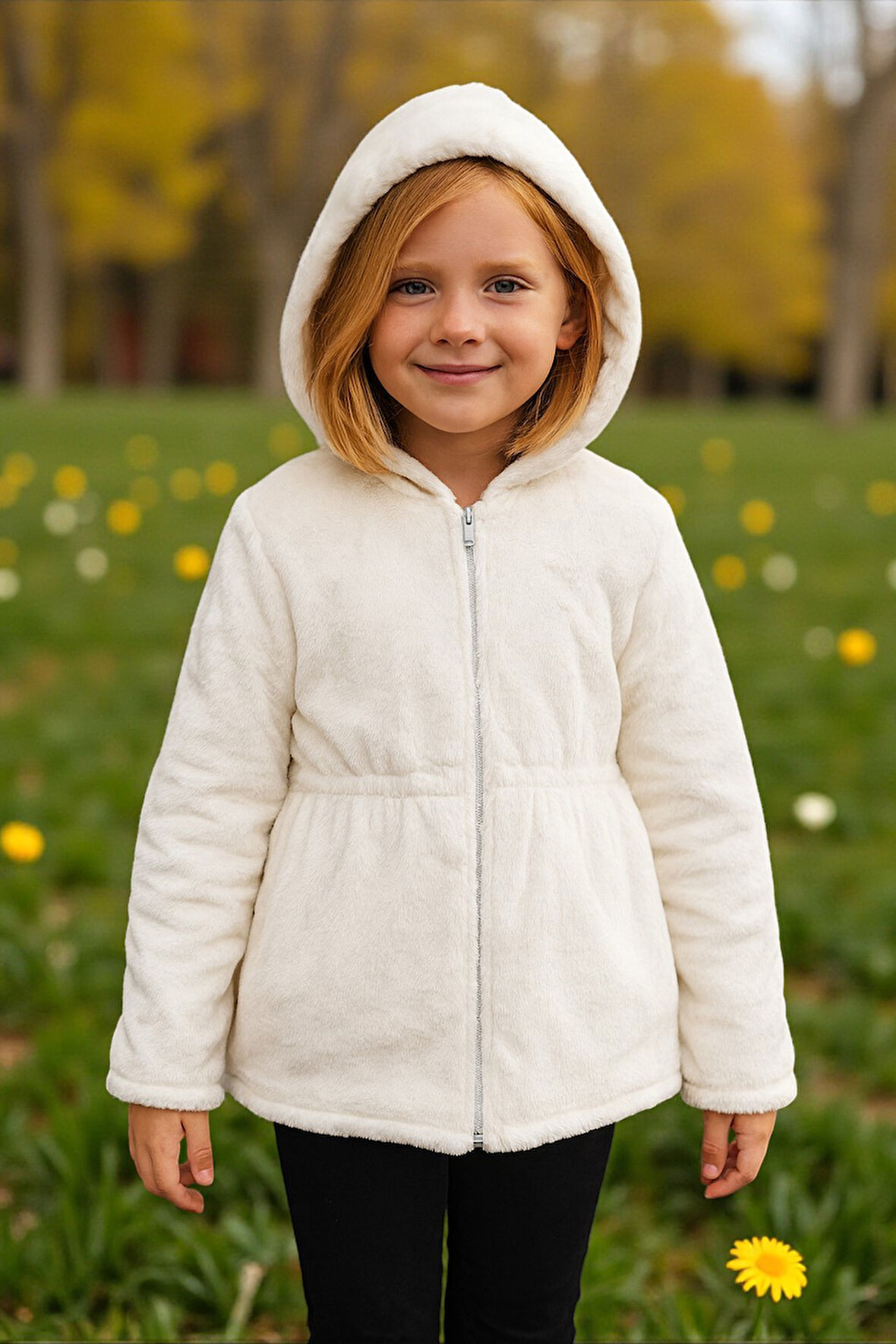 Peluş Kız Çocuk Mont