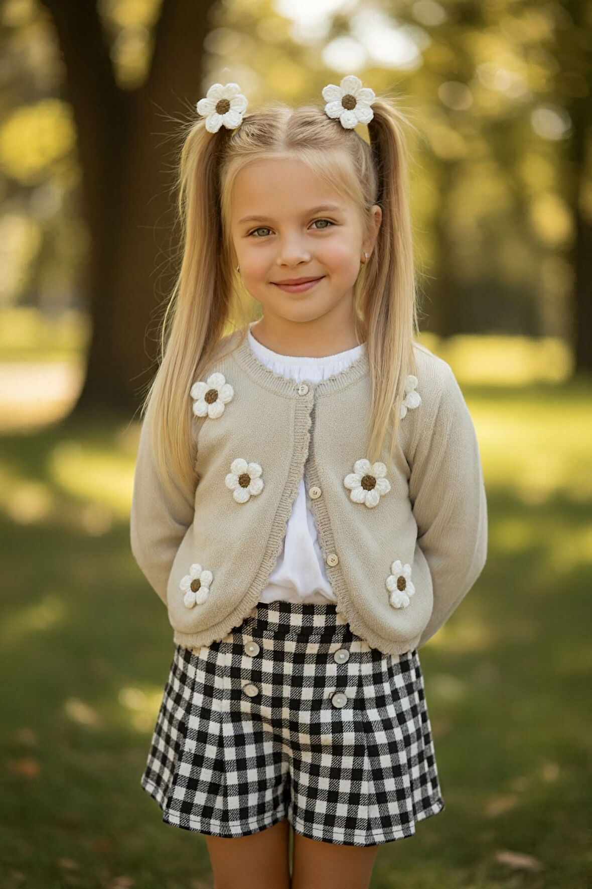 Çiçekli Hırkalı Şort Etekli Kız Çocuk Takım