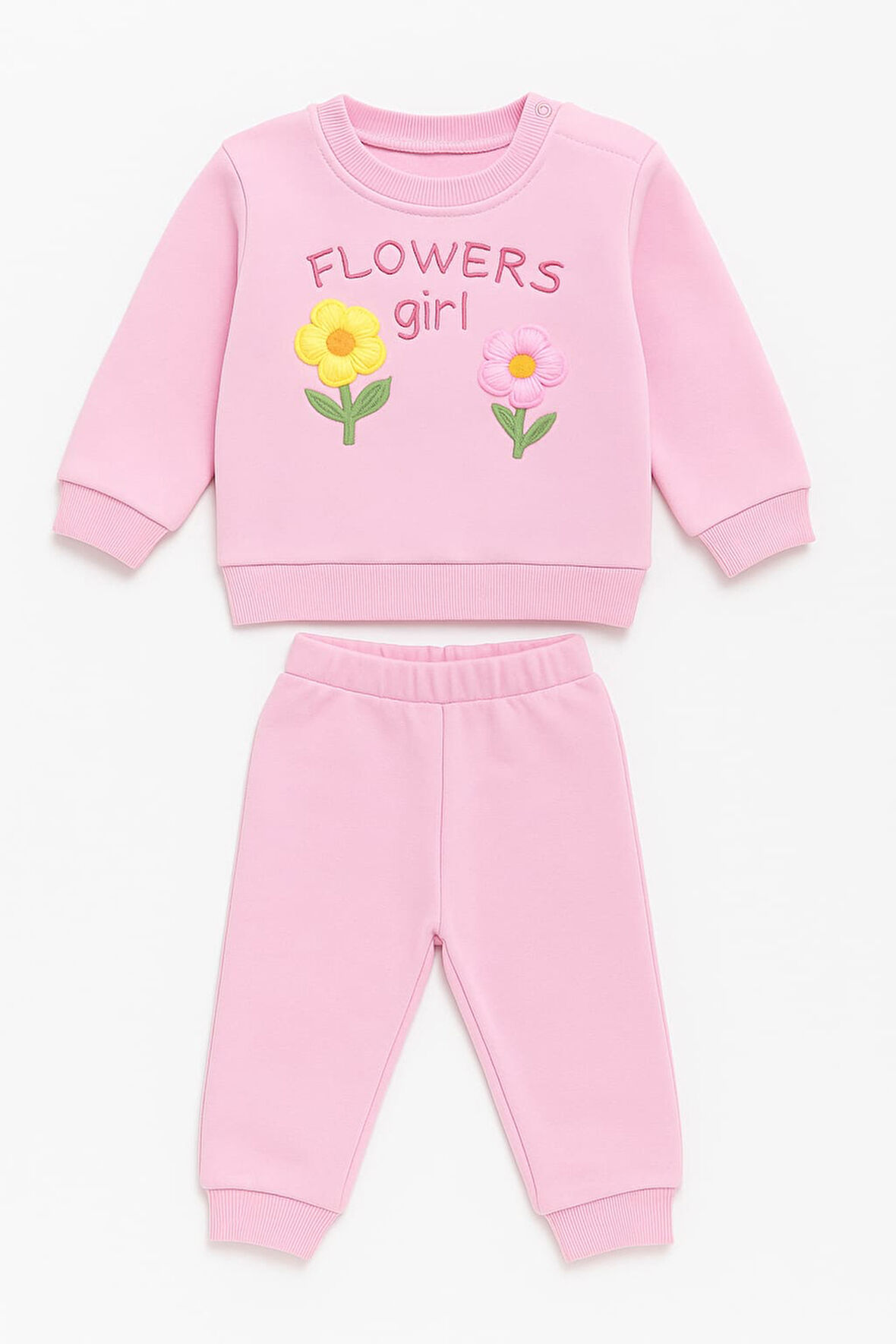 Çiçek Nakışlı Kız Bebek Kışlık Takım