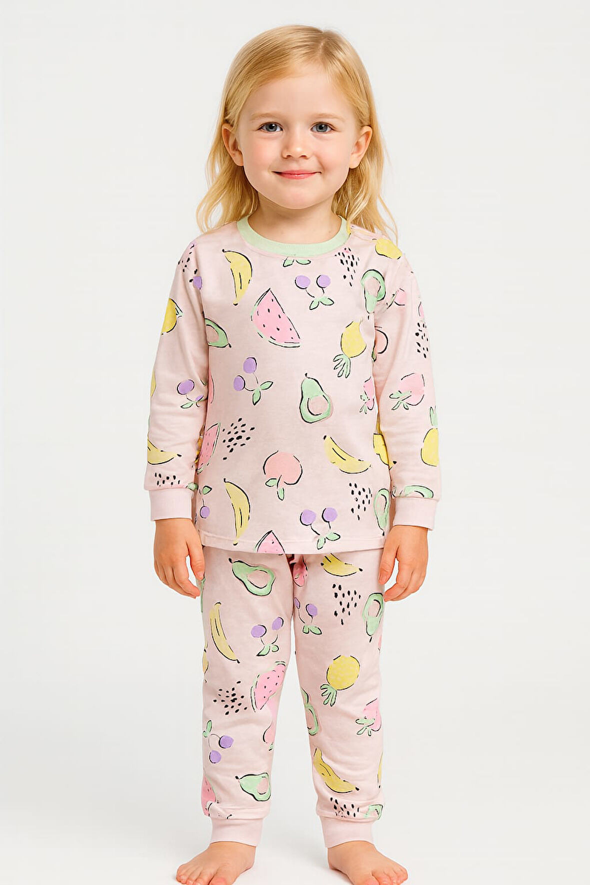 Meyve Desenli Kız Çocuk Pijama Takım