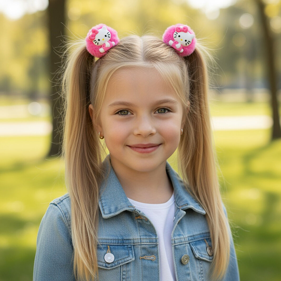 Hello Kity Peluş Lastikli Kız Çocuk Toka Set 2li