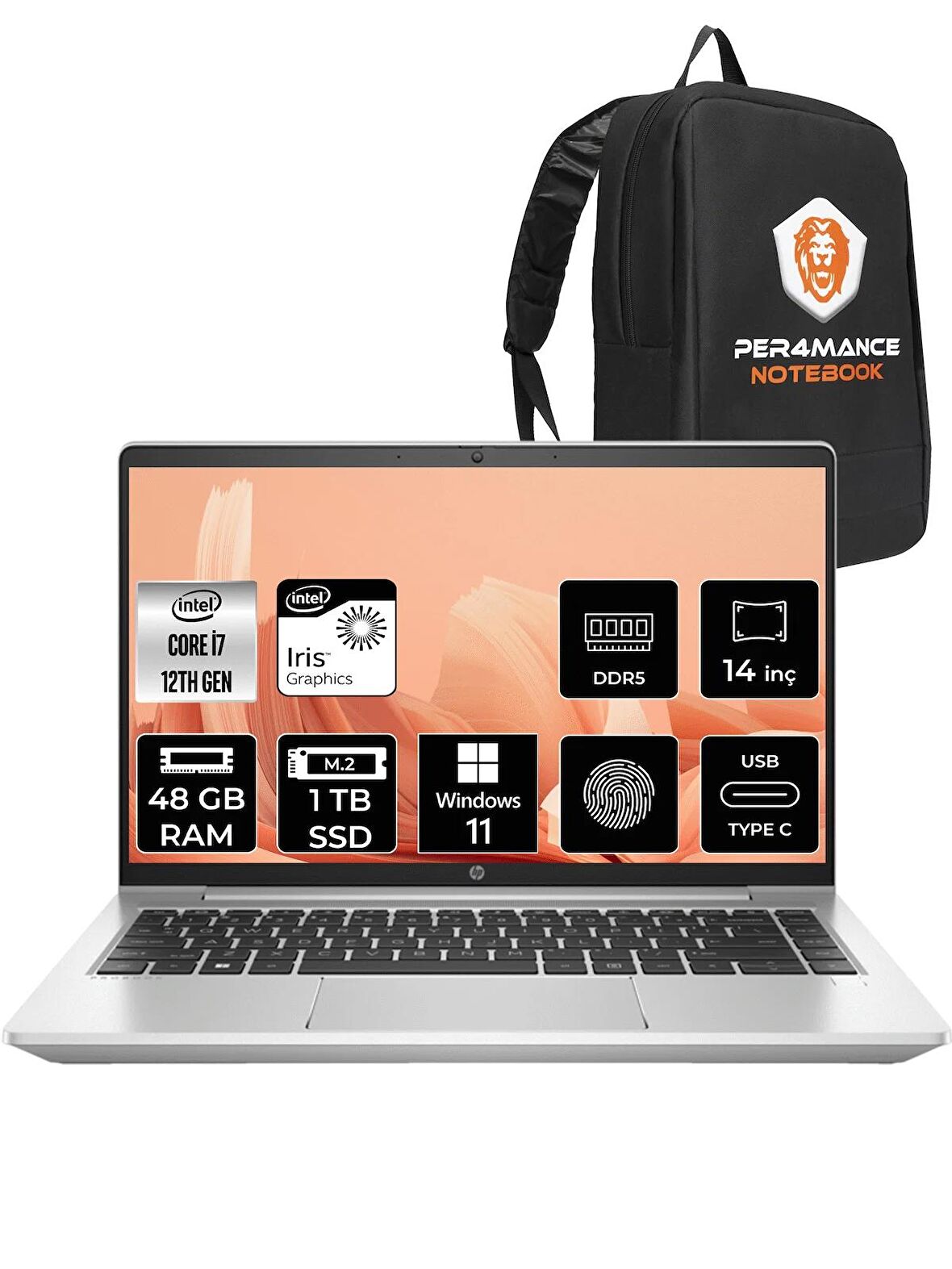 HP ProBook 440 G9 i7 1255U 48GB RAM 1TB SSD 14'' FHD W11HOME 5Y3Z3EA & PER4 ÇANTA 