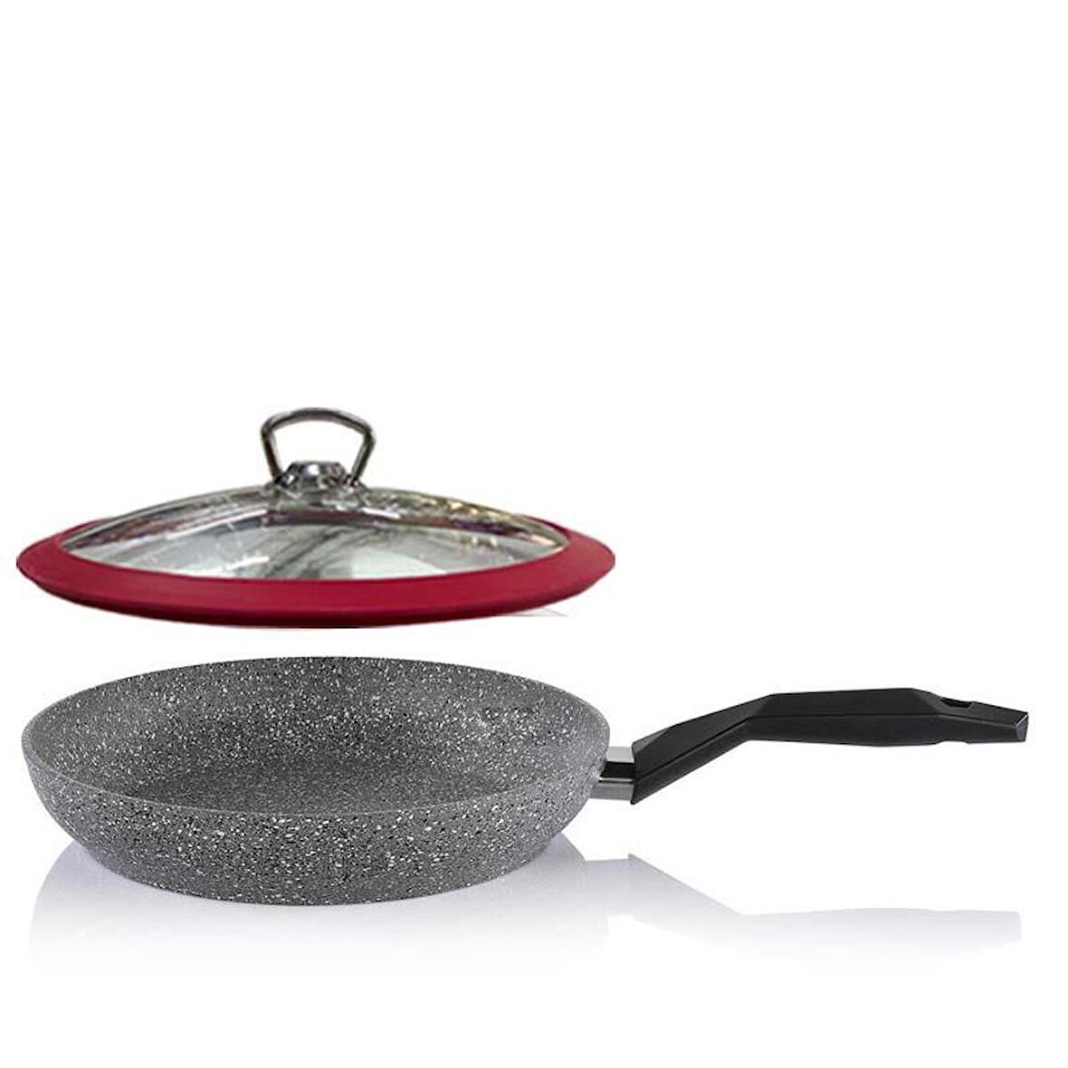 Schafer Cory Granit Tava 24 CM Kırmızı Silikon Kapaklı