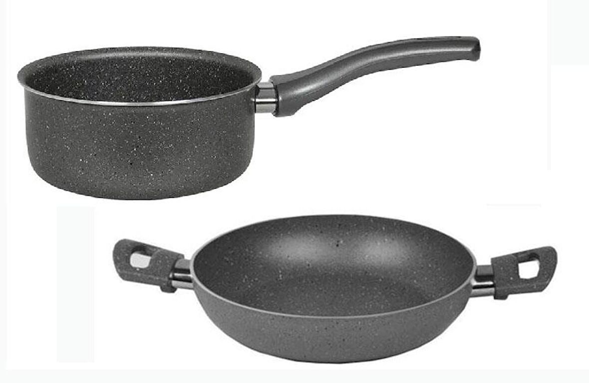 Mehtap 22 CM Granit Sahan ve 16 CM Kaçerola Sos Tavası
