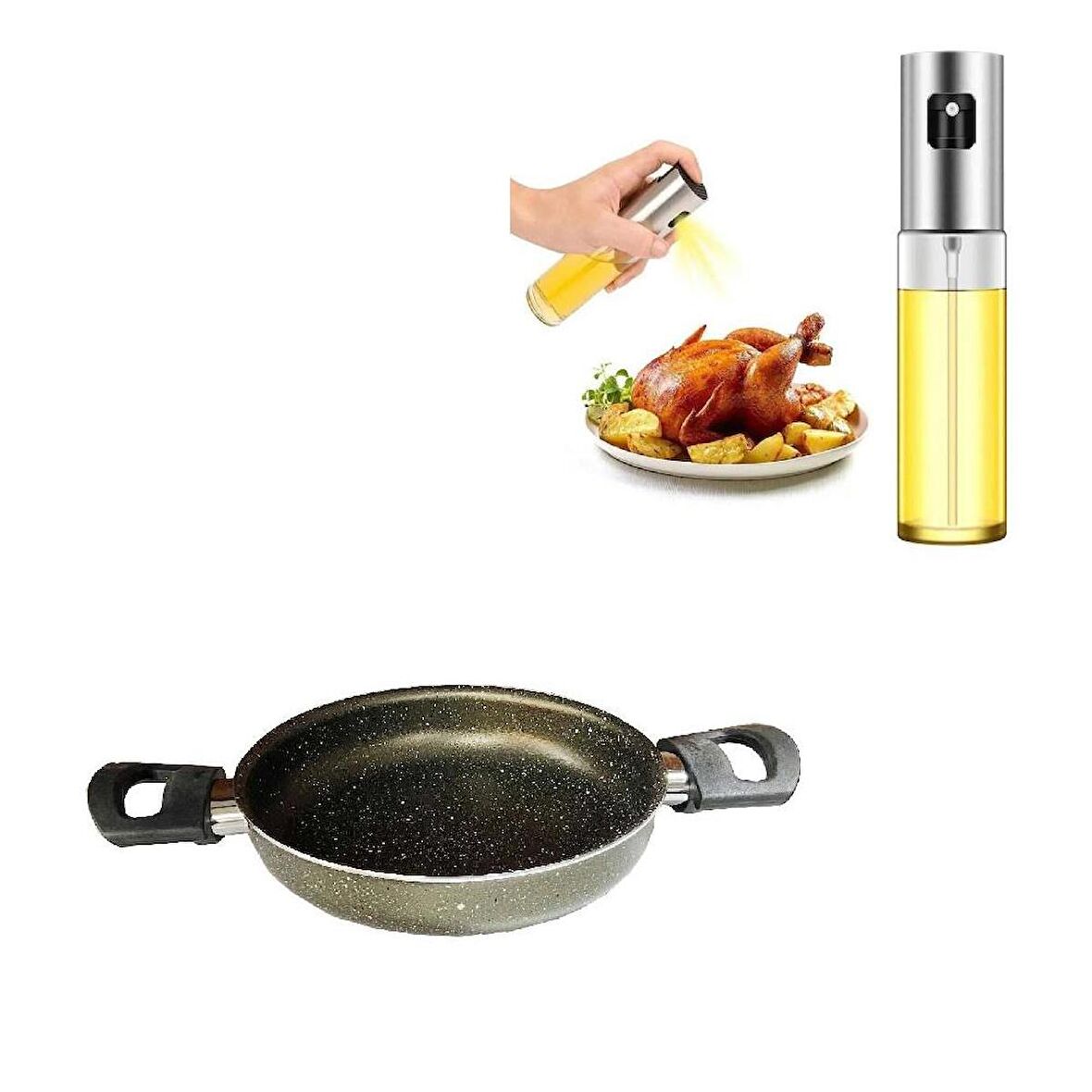 Mehtap Granit Sahan 18 CM ve Sprey Yağdanlık