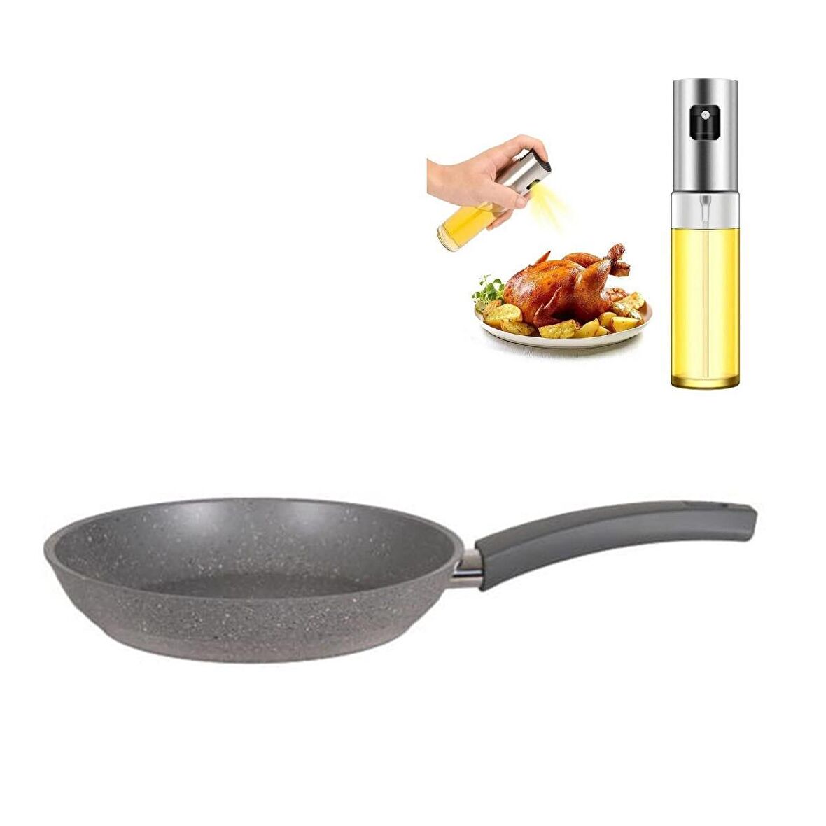 Mehtap Forge Granit Tava 24 CM ve Sprey Yağlık