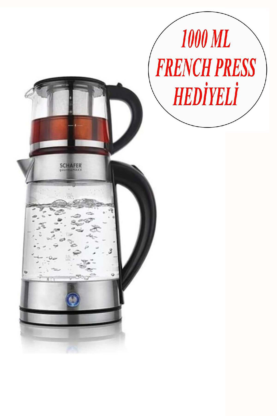 Schafer Cam Çaycı Ve 1000 ML French Press