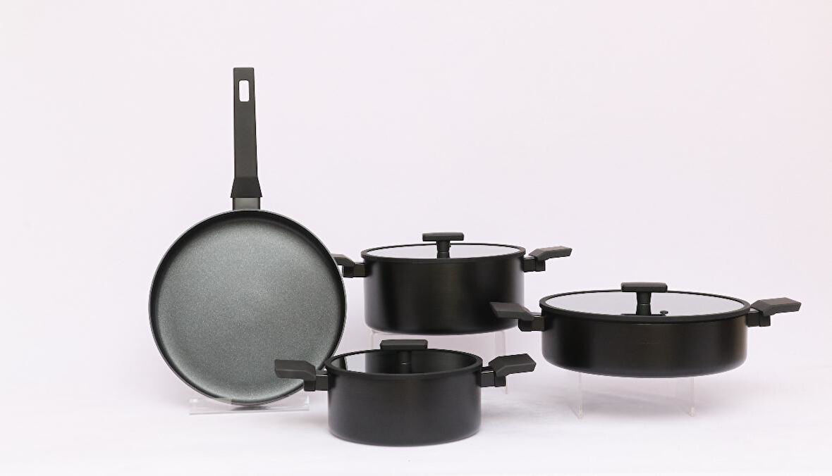 Winterbach 7 Parça Teflon Tencere Takımı İndüksiyon Tabanlı Siyah