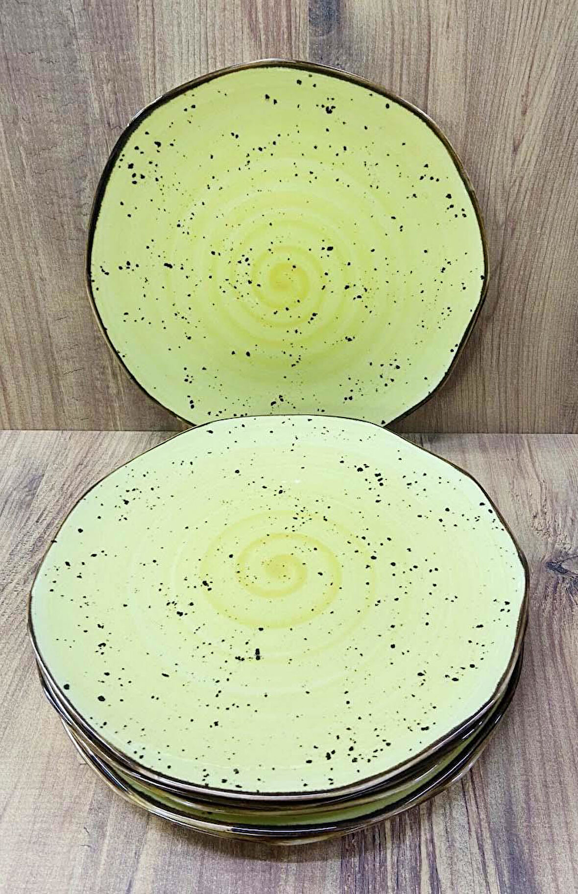 Modern Porselen Servis Tabağı 6 Adet Naturel Tasarım 26 CM Sarı