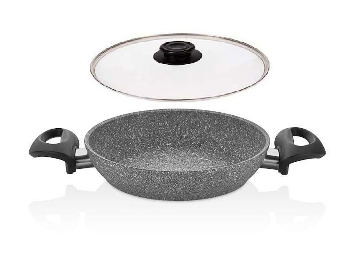 Falez Granit 22 CM Sahan Cam Kapaklı