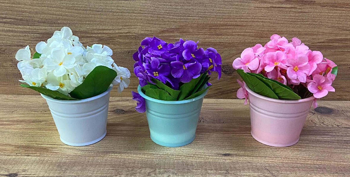 Yapay Çiçek Dekoratif Mini Menekşe 3 Adet Menekşe Renkli